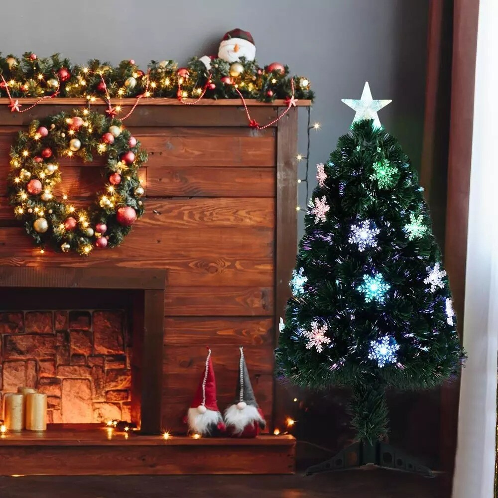 3&#x27; Pre-Lit Artificial Christmas Tree Colorful Led Lights Decorations