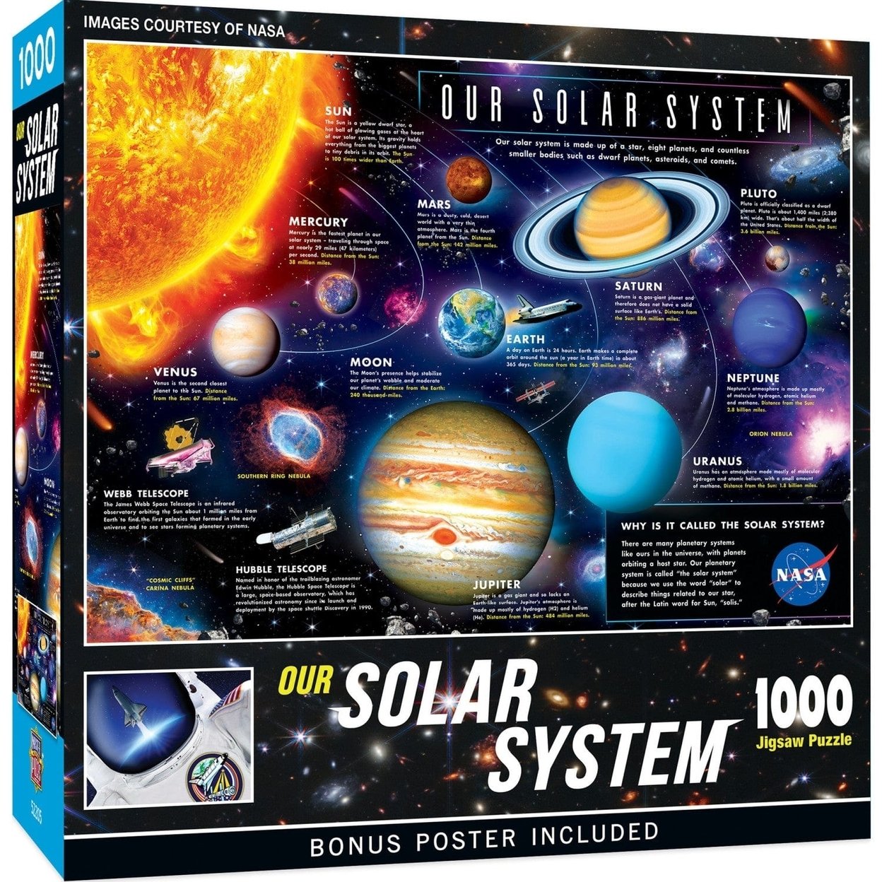 Masterpieces Nasa Solar System 1000 Piece Jigsaw Puzzle Educational Fun Family