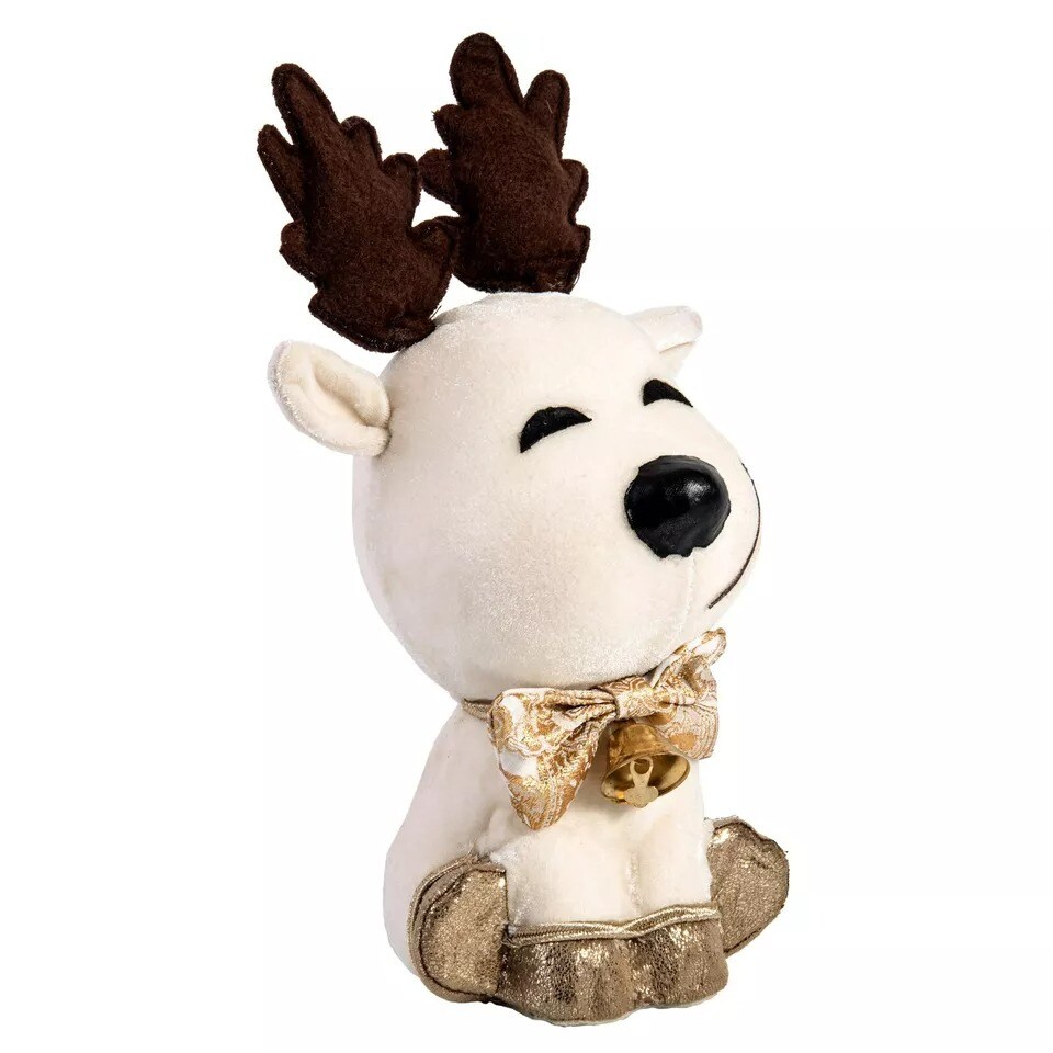 10" White & Gold Deer Christmas Decoration Figurine, Christmas Figure