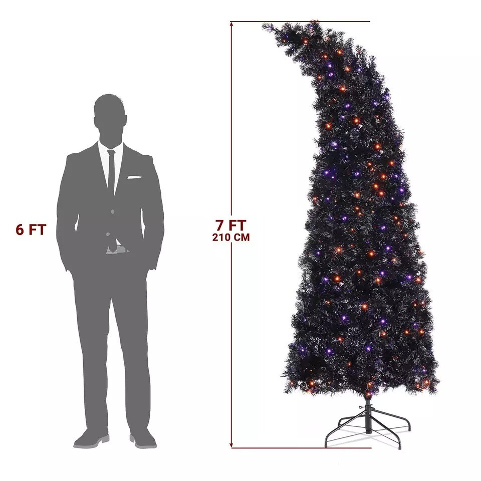 7Ft Pre-lit Bendable Artificial Christmas Tree Bent Top with 400 LED Lights