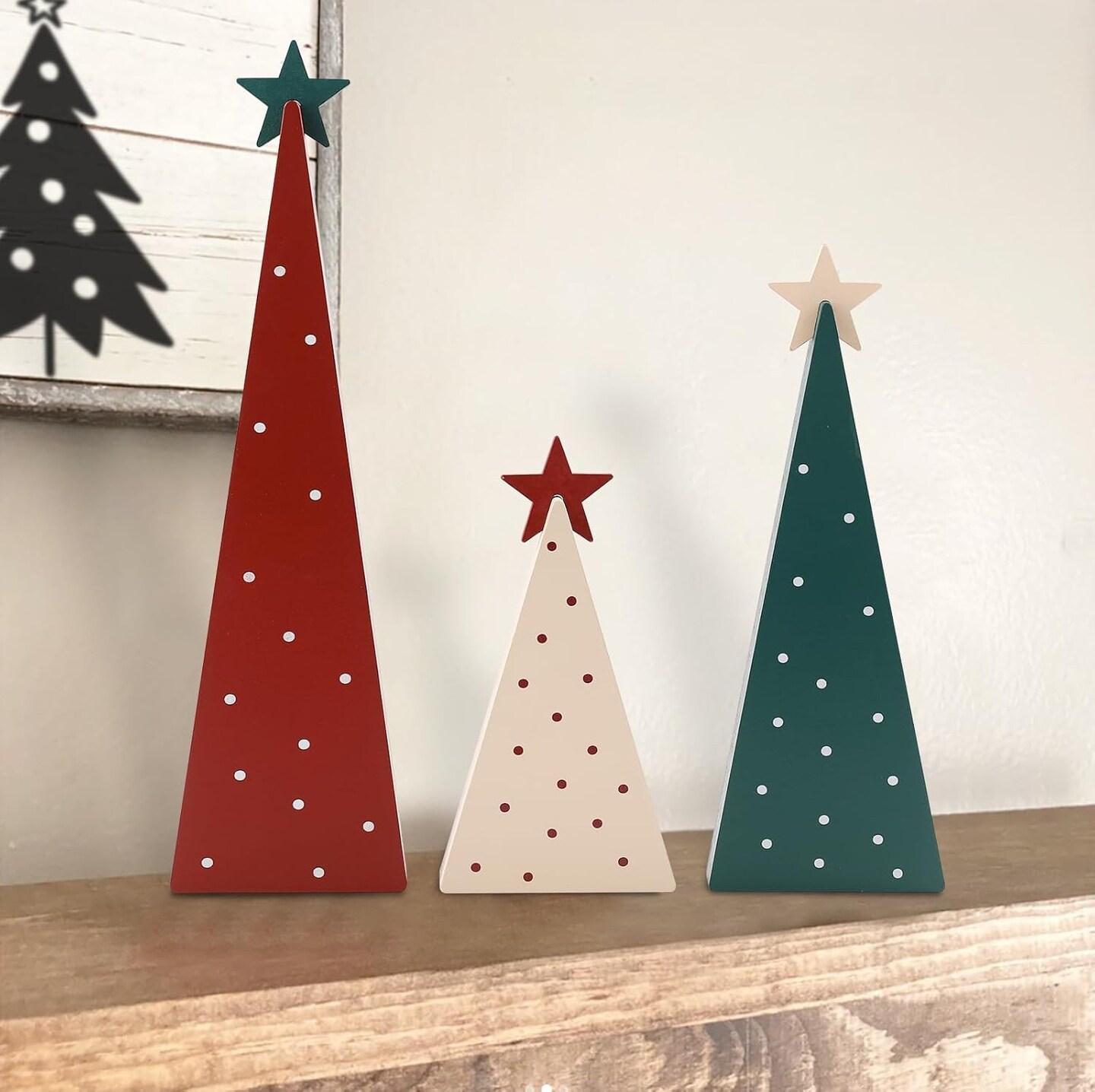 Christmas DecorationsThree Sizes Wooden Christmas Tree Sign with Star