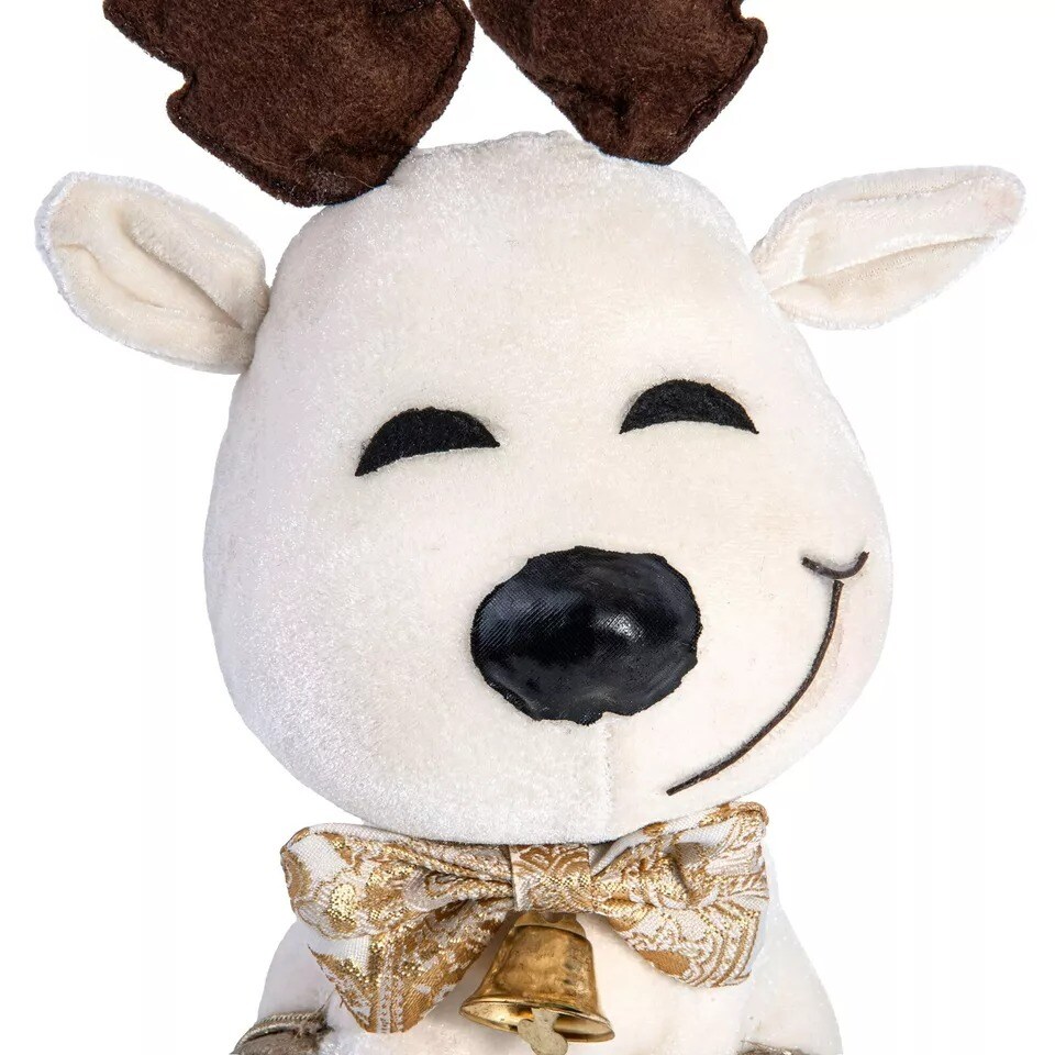 10" White & Gold Deer Christmas Decoration Figurine, Christmas Figure