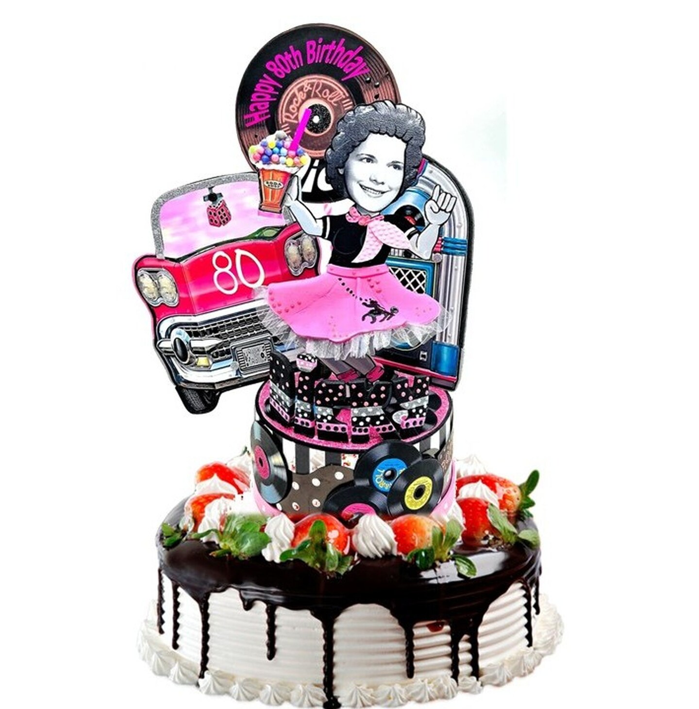 Retro theme party 50's 60's cake topper, Sock Hop birthday