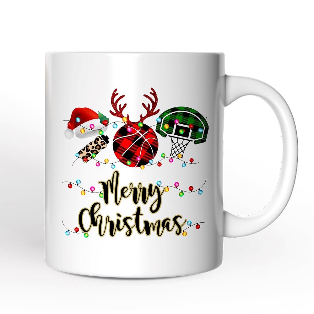 Basketball Buffalo Plaid Christmas Mug, Team and Coaches Gift