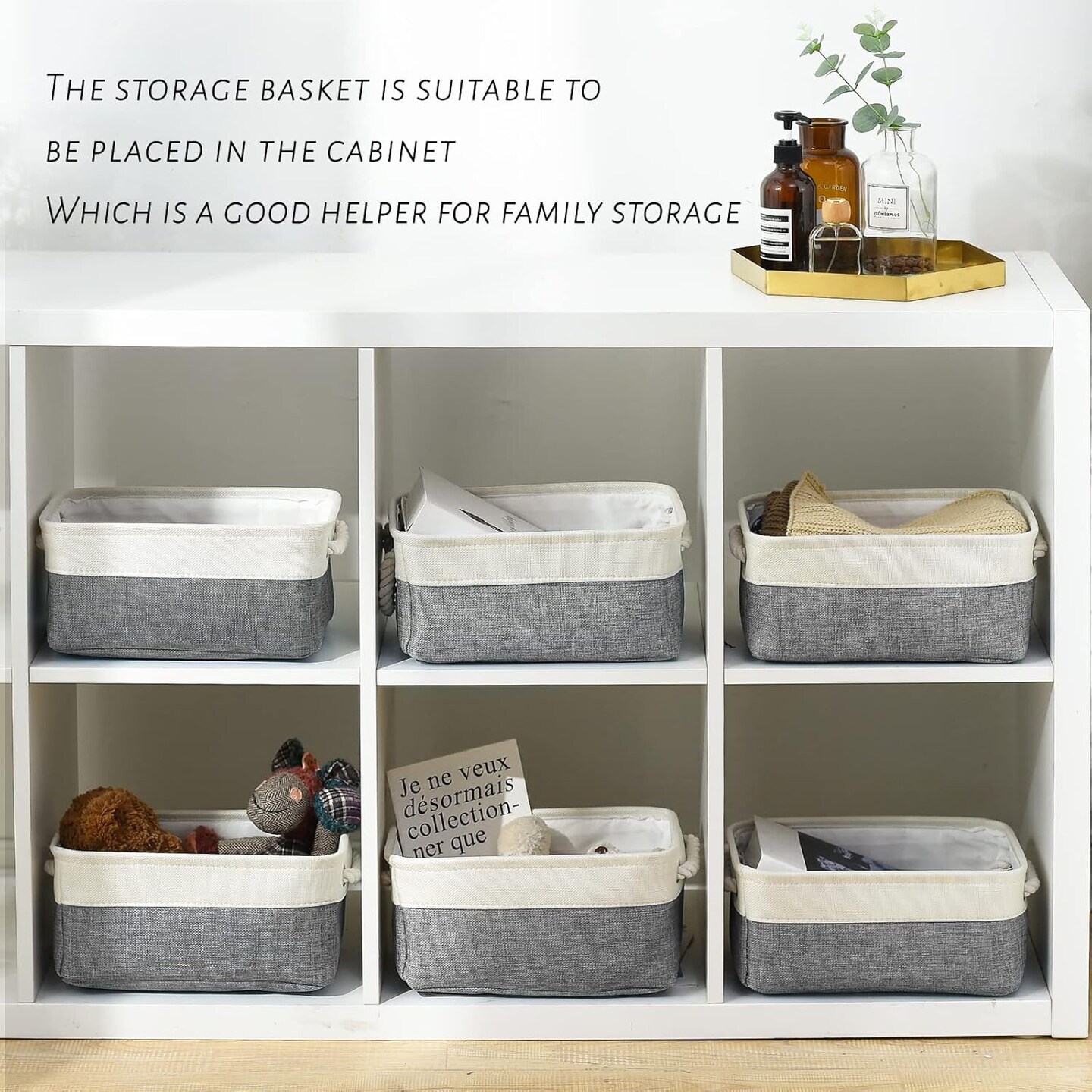 Storage Baskets for Shelf 6 Pack Canvas Storage Basket with Handles