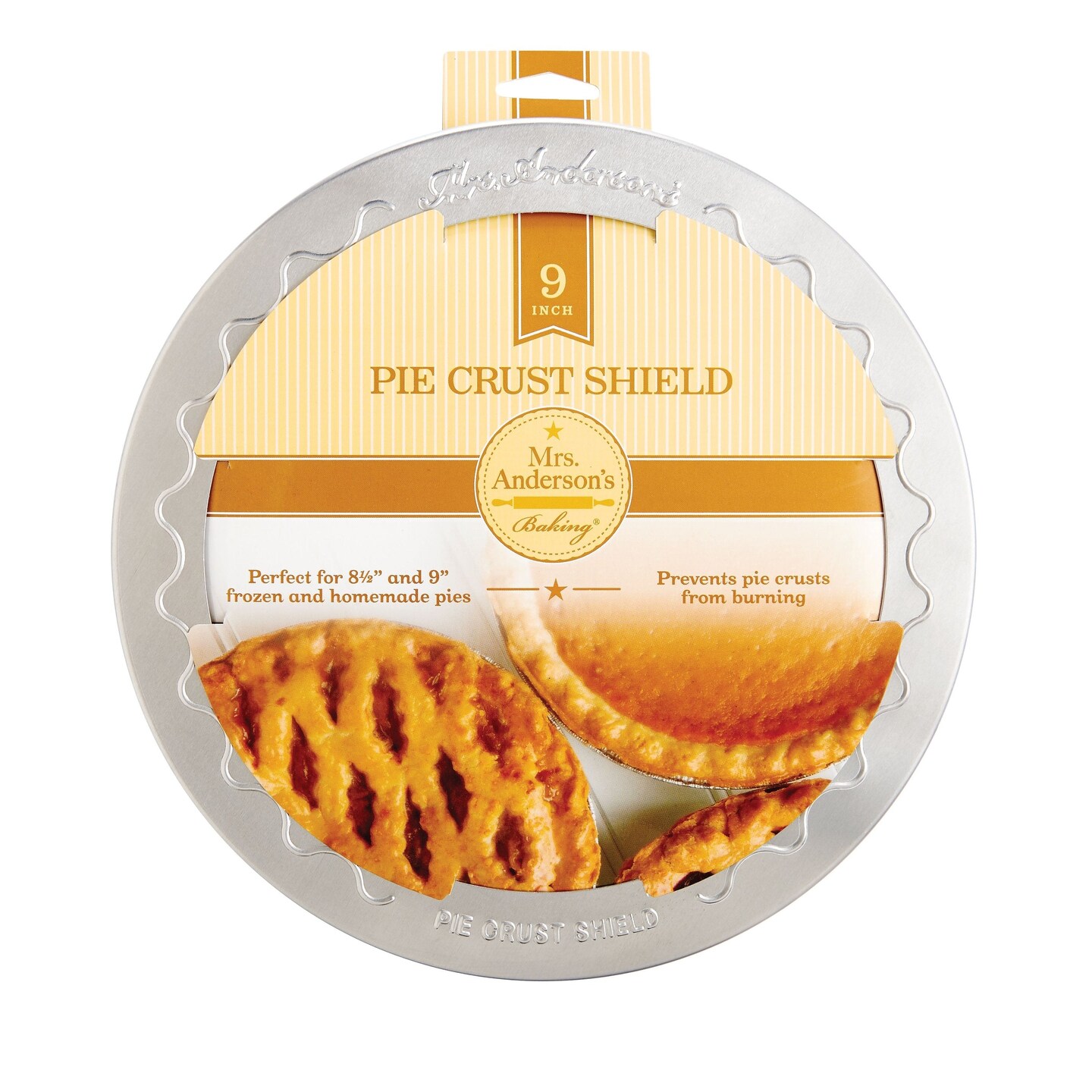 Mrs Anderson&#x27;s 9&#x22; Pie Crust Protector Shield - Fits 8.5 &#x26; 9-Inch Pans, Prevents Burning