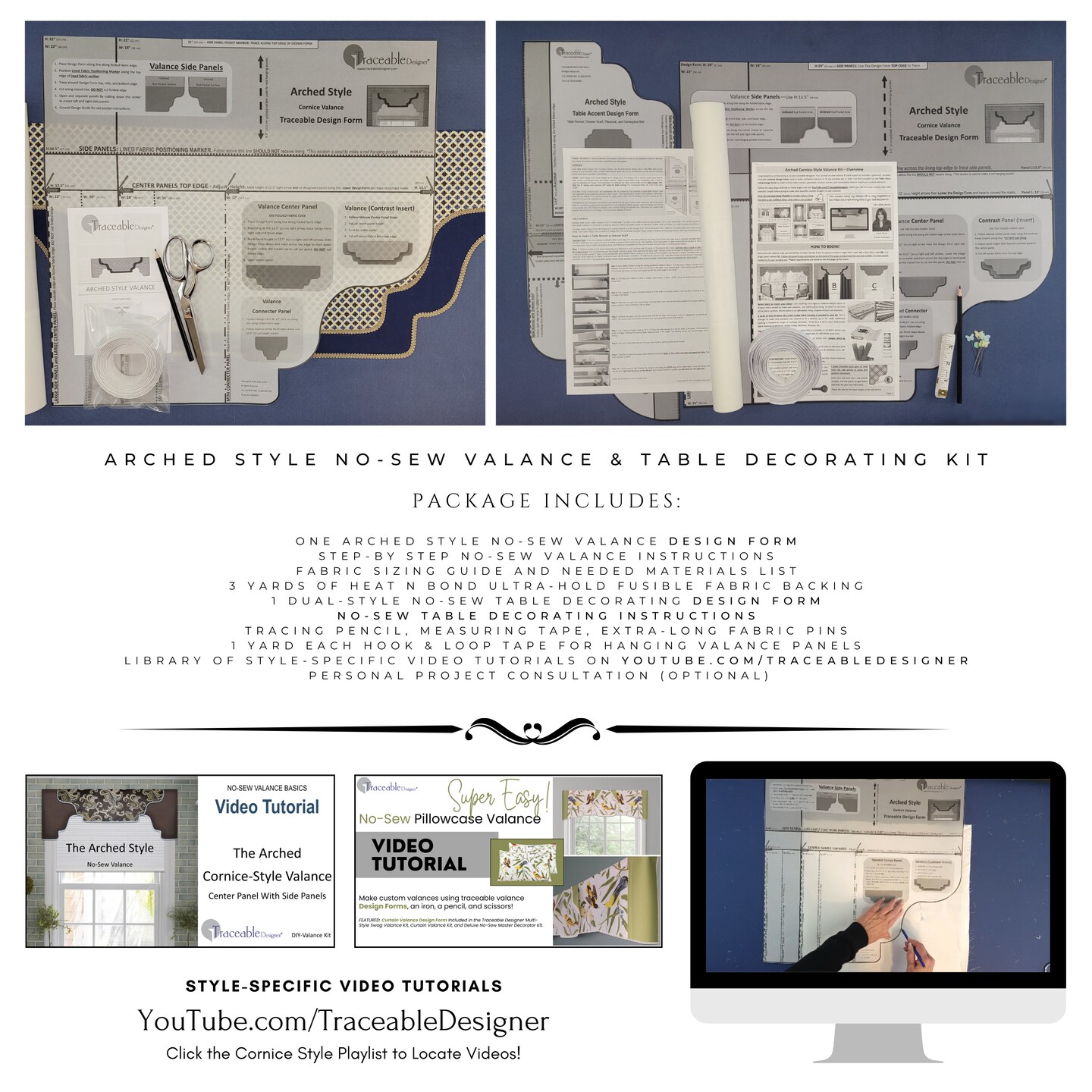 Arched Cornice-Valance Kit - Use any Fabric to Make Professional Valances Without a Sewing Machine