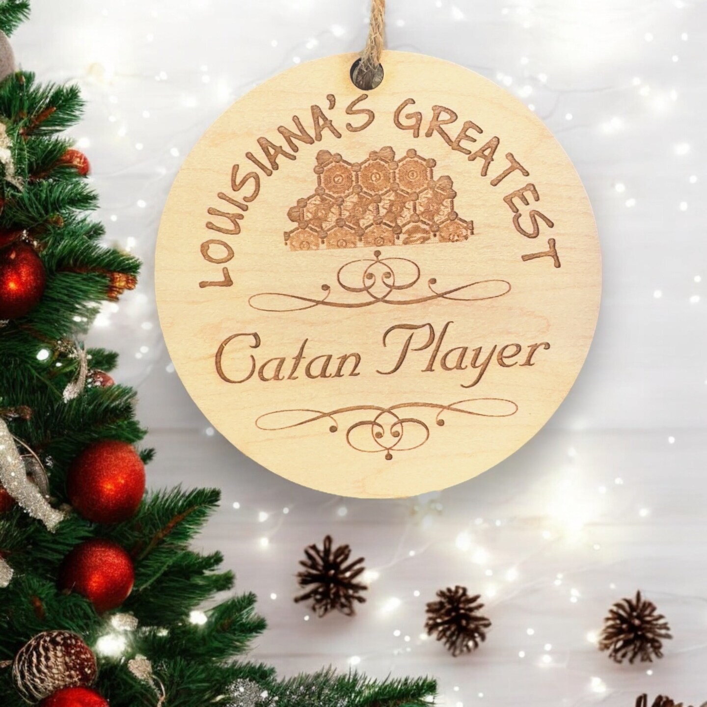 Louisiana&#x27;s Greatest Catan Player - Ornament - Raw Wood