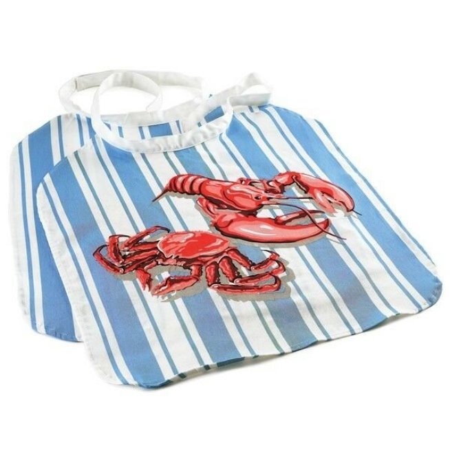 Norpro Adjustable Crab / Lobster Seafood Bibs 2 pk  - Washable / Reusable Cotton