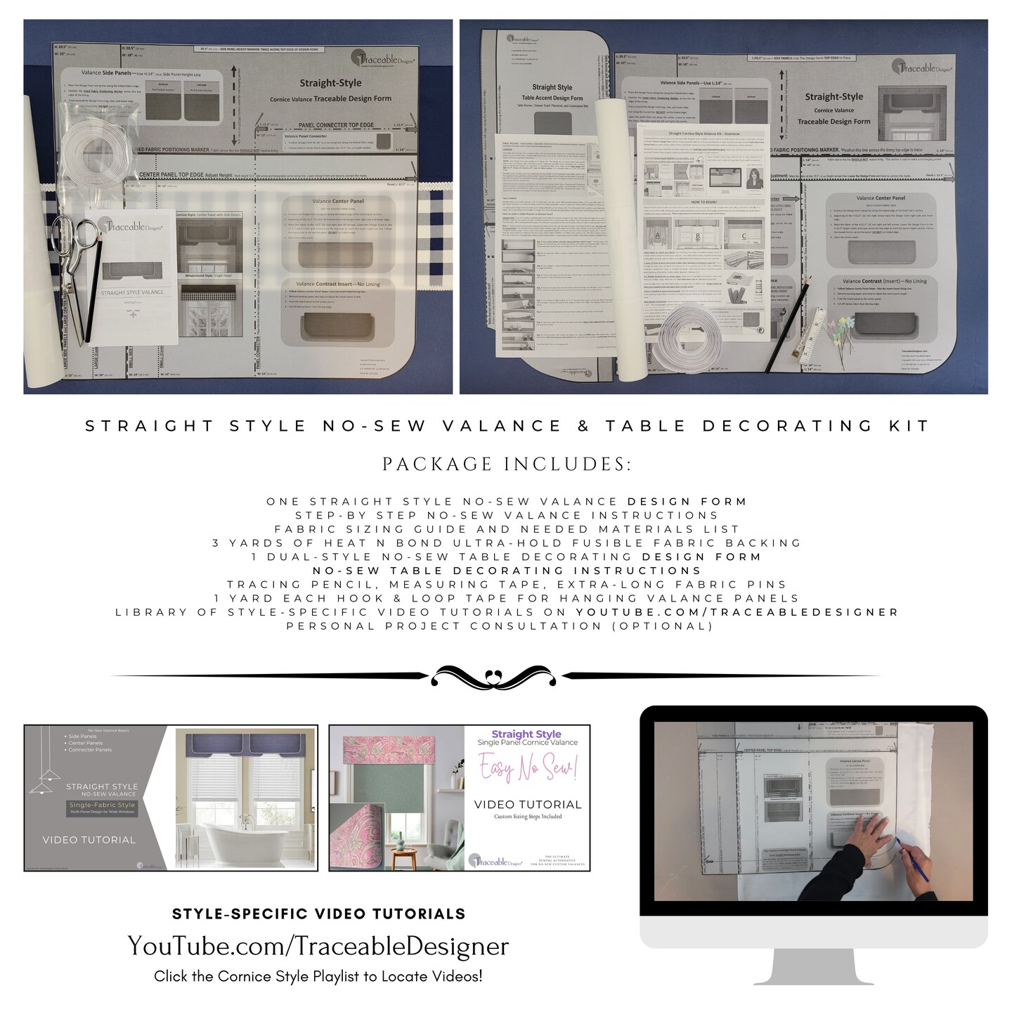 Straight Cornice Valance Kit for No-Sew Custom Window Treatments