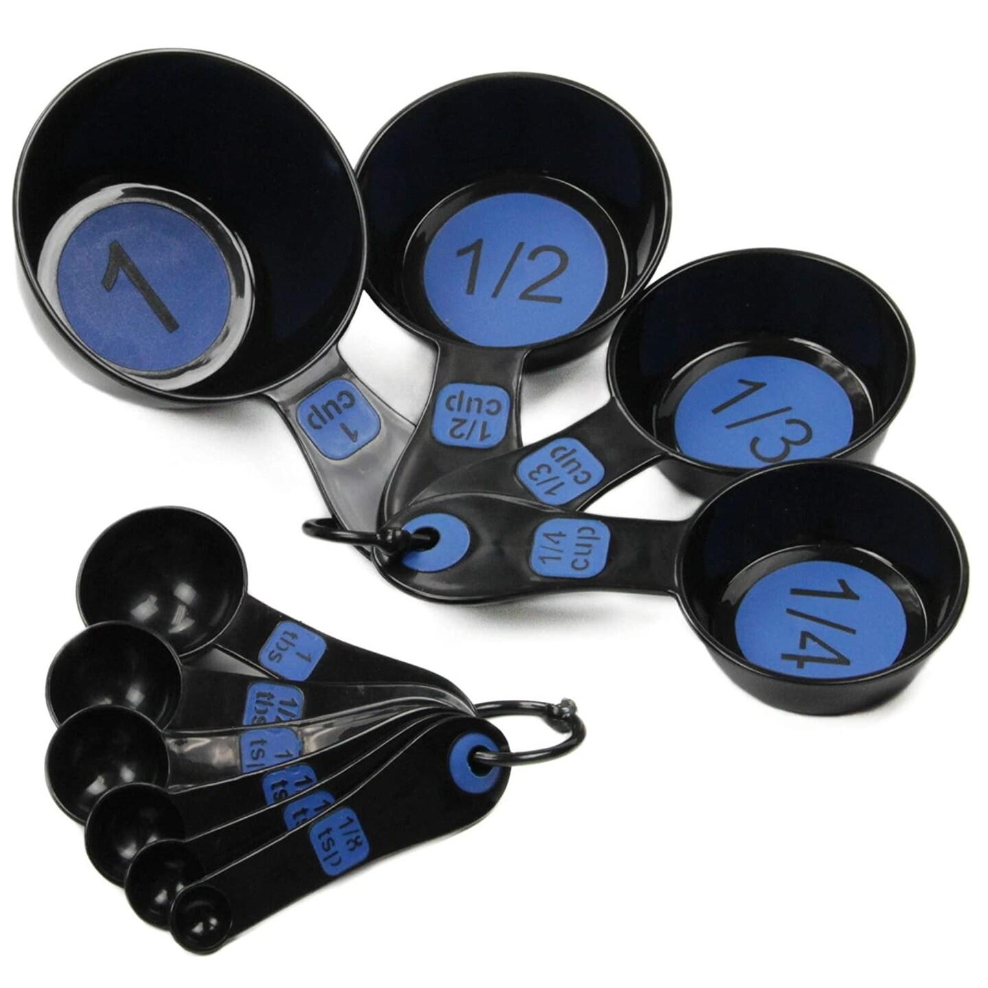 Chef Craft 10 Piece Easy Read Measuring Cups &#x26; Spoons Set - Black / Blue