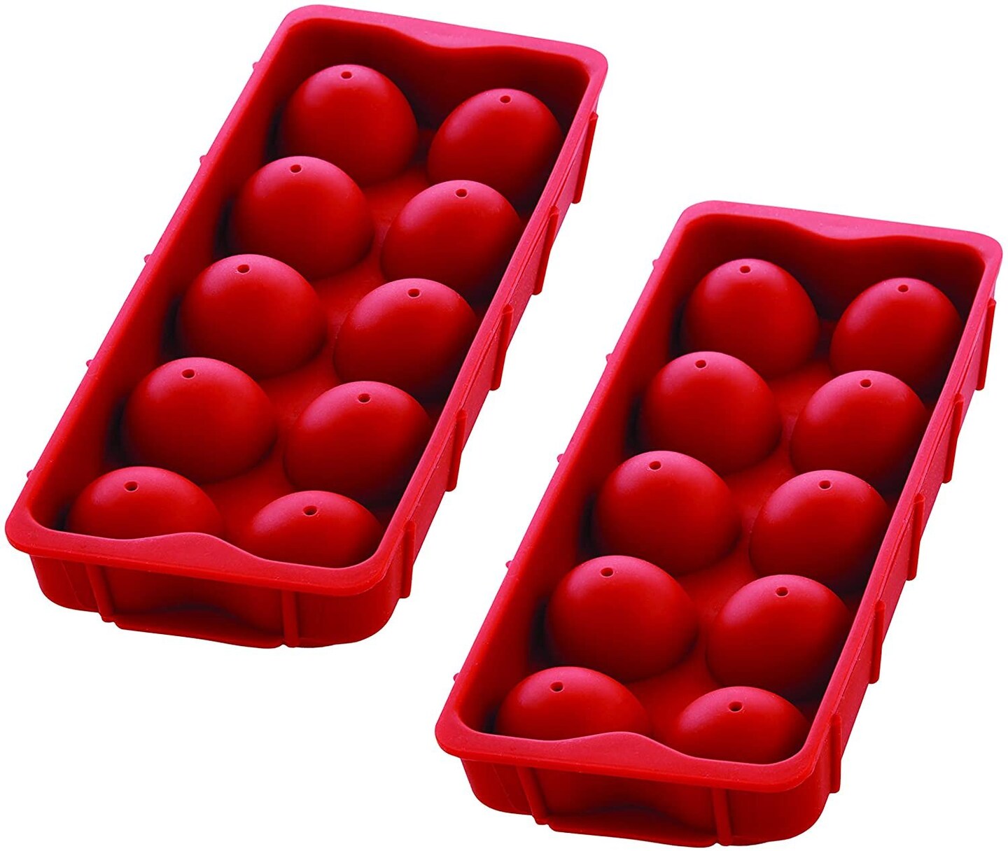 HIC Cannon Ball Round Large-Sized Silicone Ice Cube Tray - Makes Ten 1.5&#x22; Round Ball Cubes