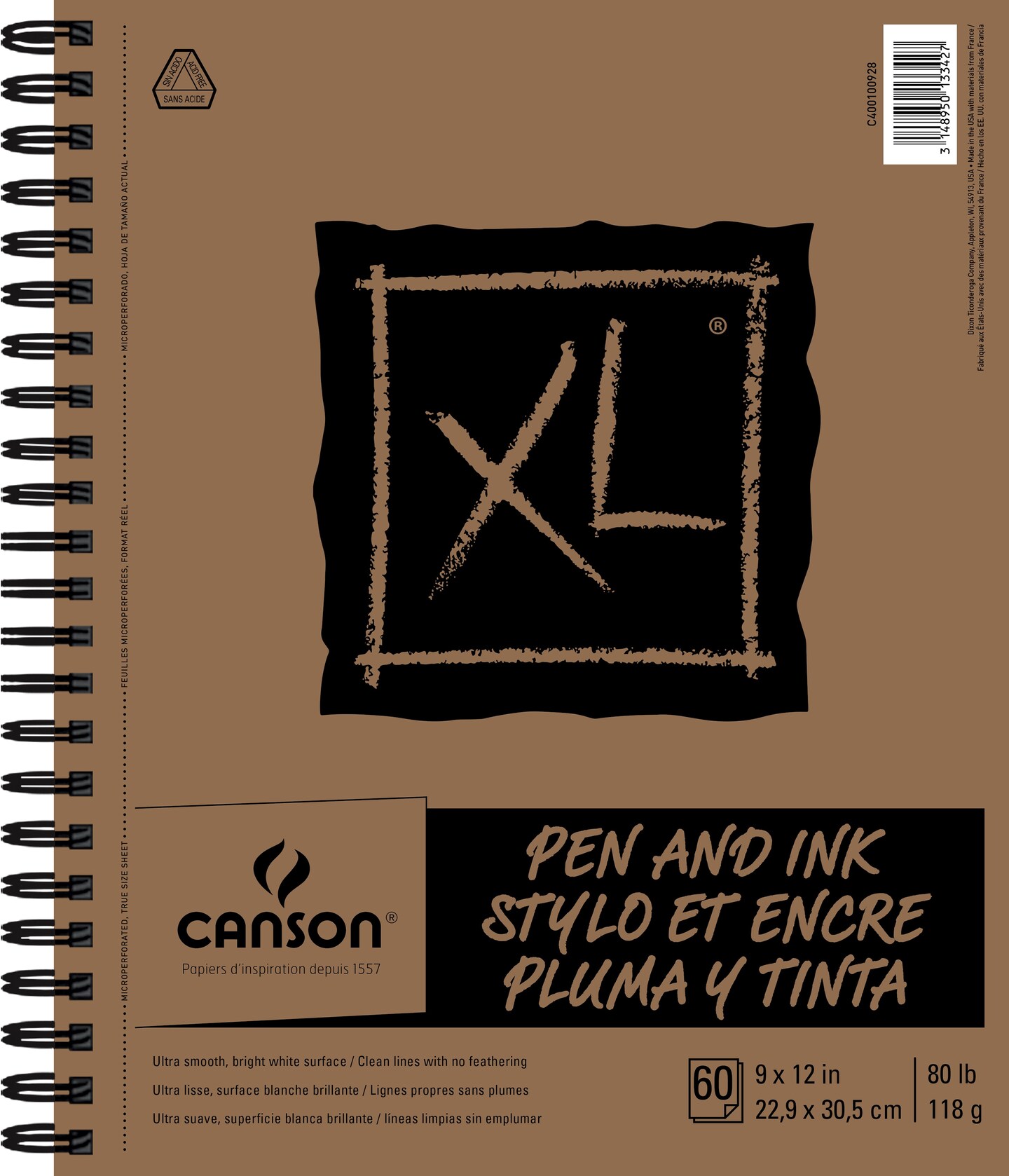 Canson XL Pen &#x26; Ink Pad 7&#x22;X10&#x22;-Wire Bound, 60 Sheets