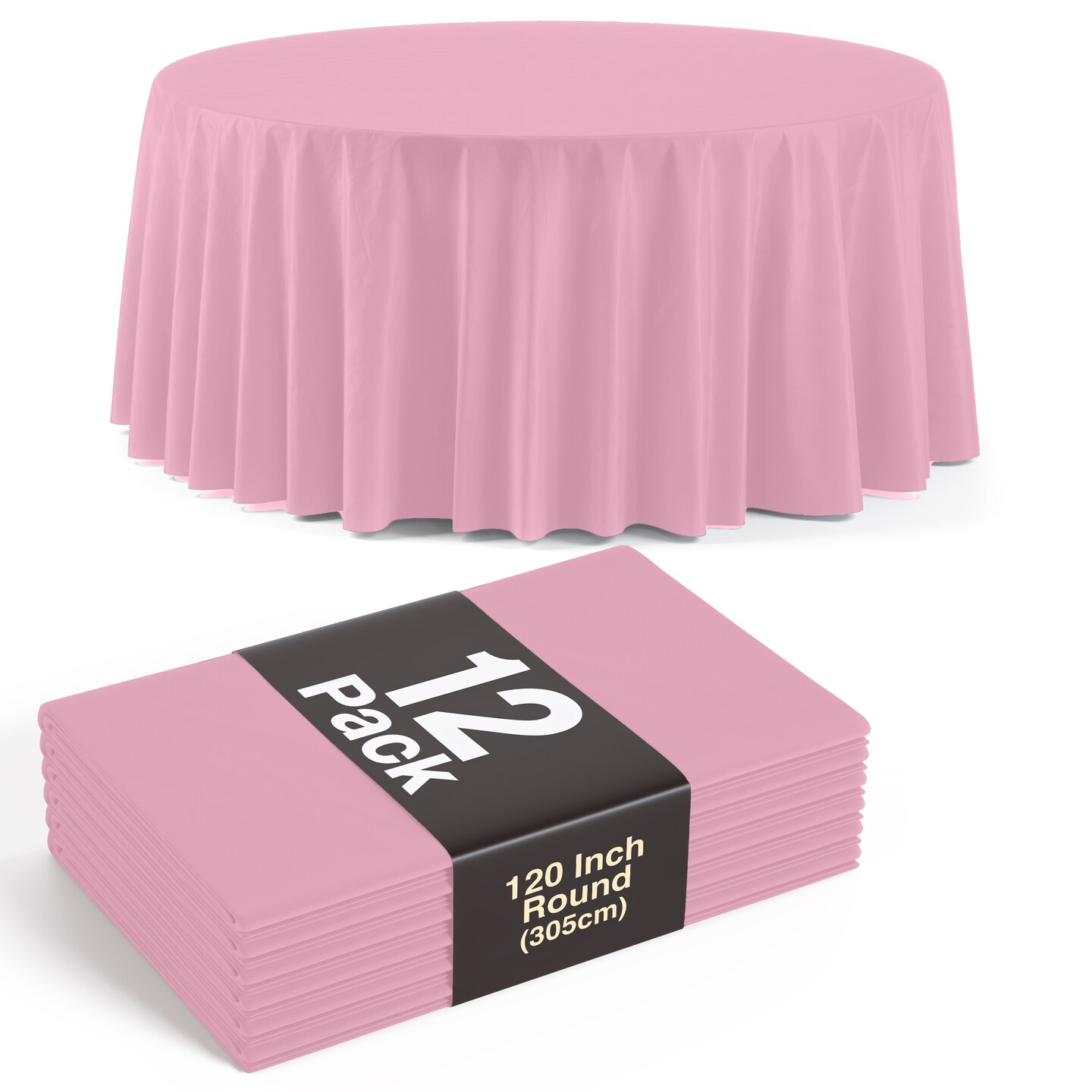 Bulk Pack Plastic Table Cloth - 120 Inch Round Disposable Tablecloth for Parties - Round Tablecloth - Disposable Table Cloths for Parties-Exquisite Party Solids
