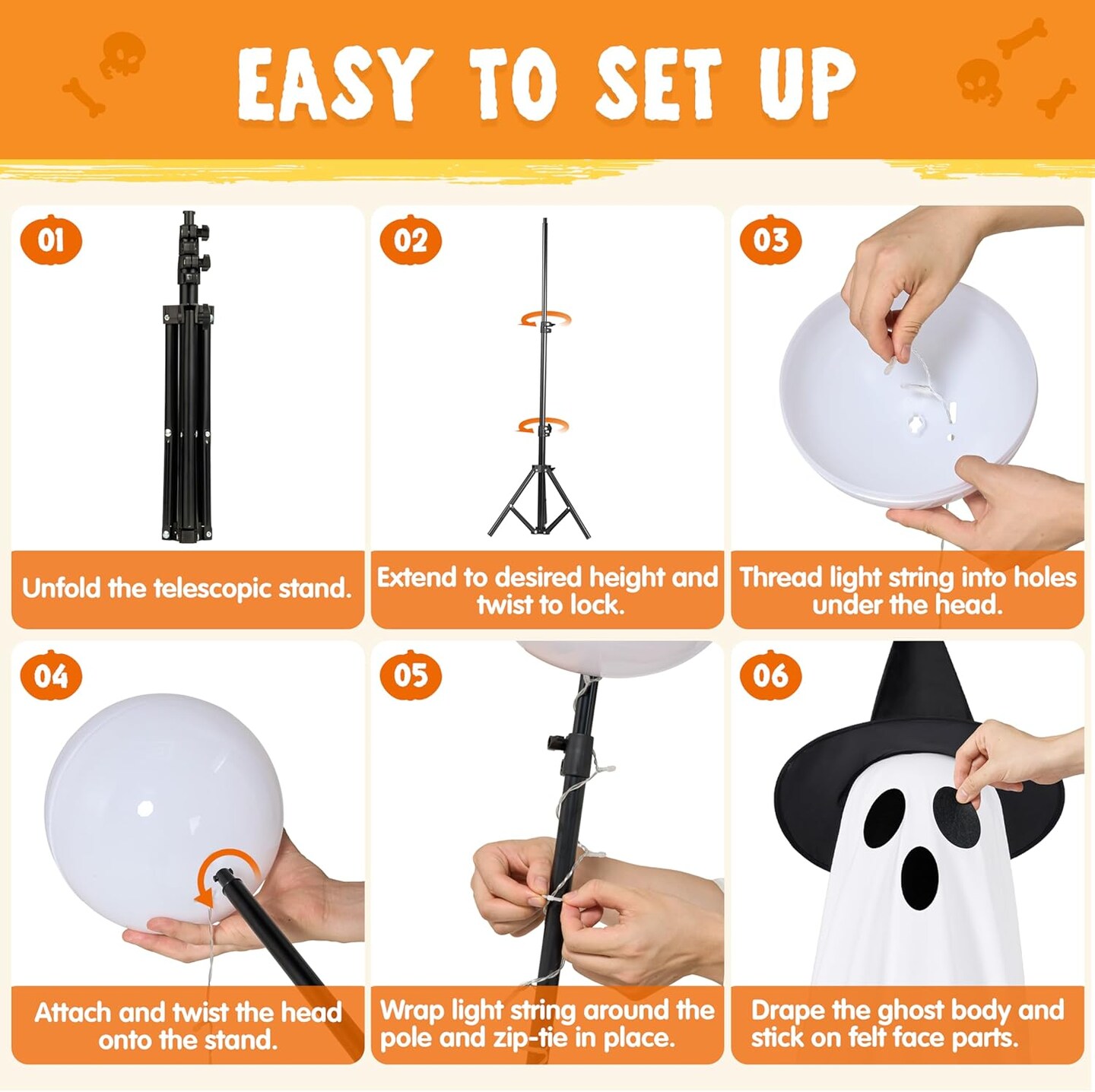 2 Packs 47&#x27;&#x27; Halloween Decorations Outdoor Standing Ghost