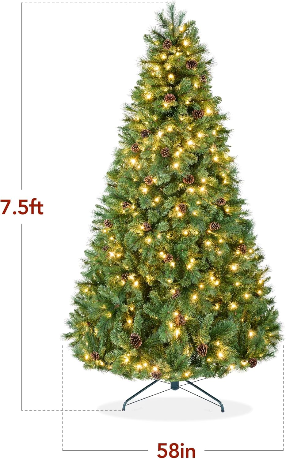 Frosted Scotch Pine Christmas Tree Cordless Setup with 1,320 Tips &#x26; 2-in-1 LED Lights for indoor holiday decoration