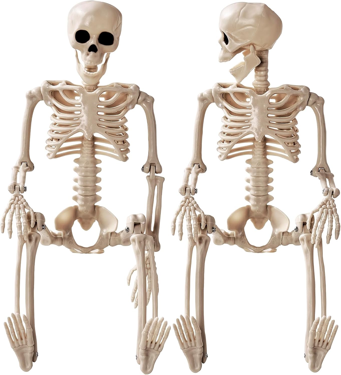 Halloween Decoration Outdoor 2 Pack Skeleton, 16&#x22; Plastic Posable Skeleton