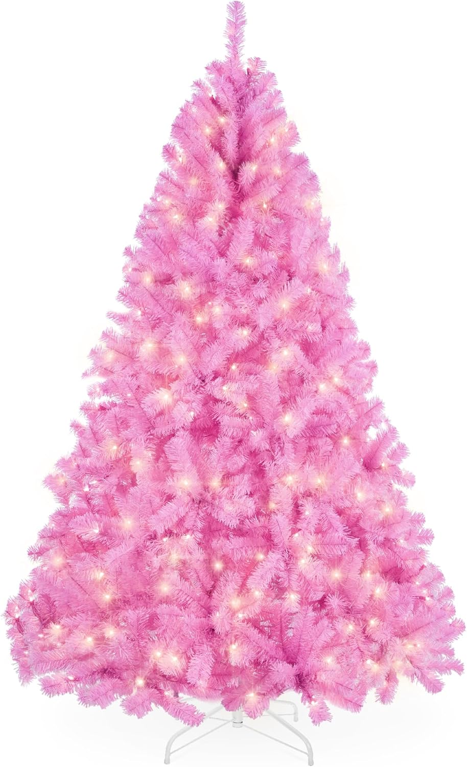Artificial Christmas Tree Hinged Pine with 250 Lights, 1,000 Tips &#x26; Foldable Base Pre-Lit Outdoor Holiday Decor