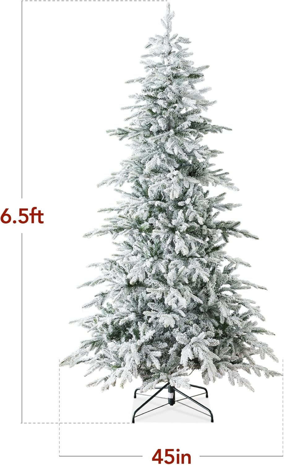 Flocked Aspen Christmas Tree Pre Lit Noble Fir with White & Multicolor LED Lights, Slim Holiday Decor