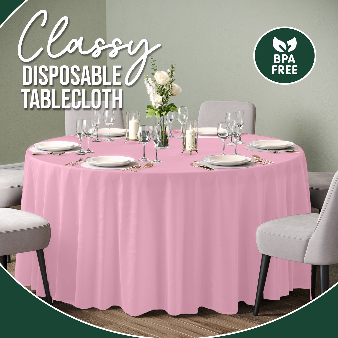 Bulk Pack Plastic Table Cloth - 120 Inch Round Disposable Tablecloth for Parties - Round Tablecloth - Disposable Table Cloths for Parties-Exquisite Party Solids