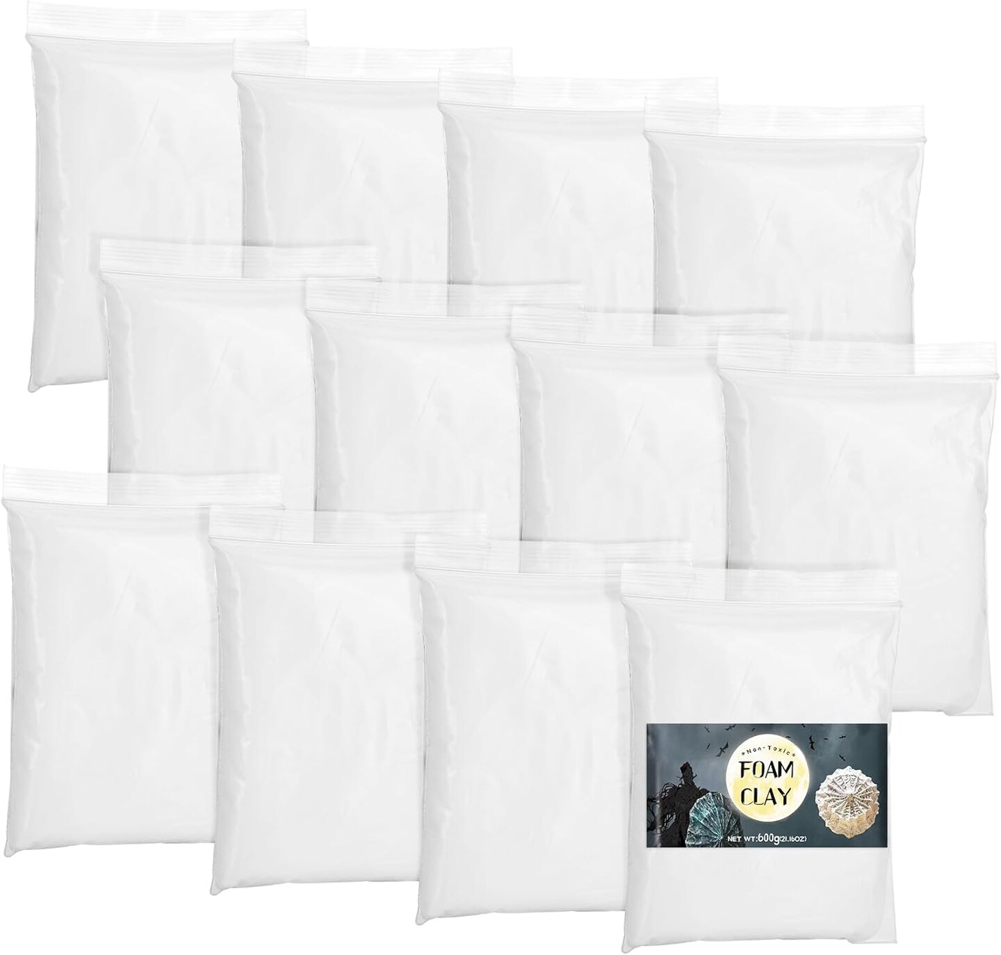 Air Dry Clay 600g for Adults &#x26; Kids, Lightweight Foam Clay, White Soft Modeling Clay for Sculpting &#x26; Slime Ideal for Cosplay, Art, and Educational Projects, Non-Toxic, Ages 3+