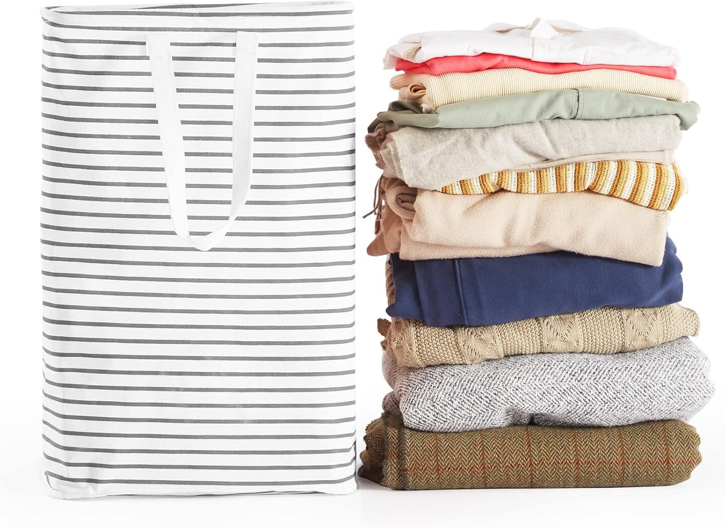 Freestanding Laundry Hamper, Collapsible Waterproof Clothes Basket with Easy Carry Long Handle, Washing Bag for Clothes, Toys