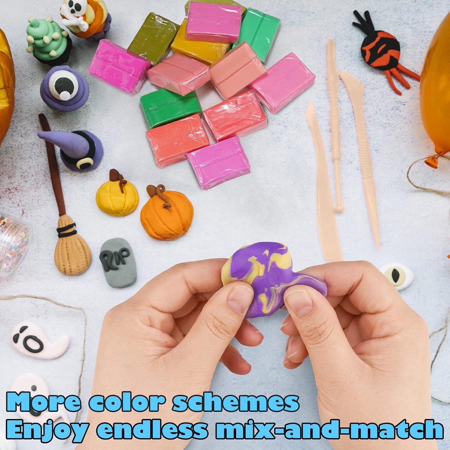 100PCS Polymer Clay Value Pack 82 Colors in Bulk Small Blocks Starter Kit with Tools, Individually Wrapped Oven Modeling Clay, Molding DIY Clay, Baking Clay for Sculpting for Kids Beginner