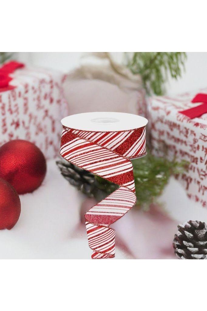 1.5&#x22; Diagonal Stripes Ribbon: Red (10 Yards)