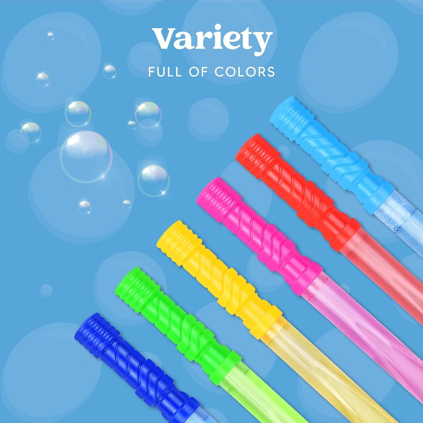 14.6’’ Big Bubble Wands for Kids, 1 Dozen Bubble Wand Bulk with Refill Solution for Summer Toy Party
