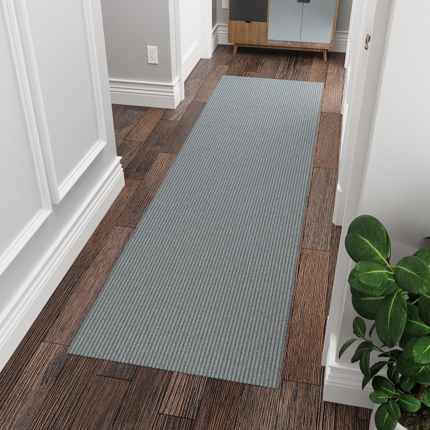 2&#x27;7&#x22; x 8&#x27; Commercial-Grade Hallway Runner with Scraper Pile Extra Durable Non-Slip Rug Mat for Indoor &#x26; Outdoor Use - Ideal for Kitchen, Entryway, Patio &#x26; Garage - High-Traffic Carpet, Gray