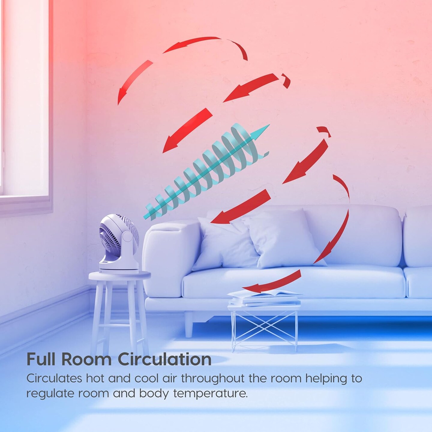 IRIS USA WOOZOO Fan, Small Oscillating Desk Fan, Table Air Circulator, 3 Speeds, 52ft Max Air Distance, 12 Inches, 112° Adjustable Tilt, 30 db Low