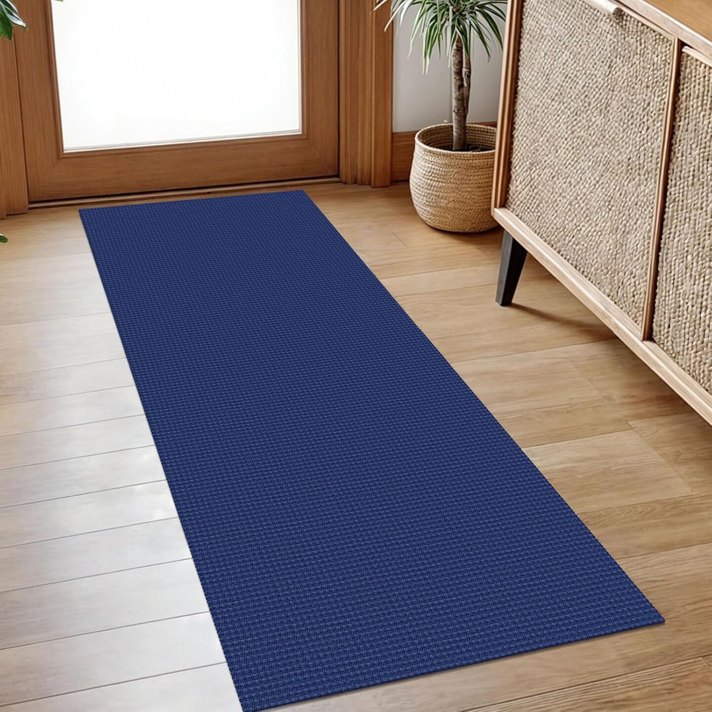 Washable Runner Rug 2&#x27;x5&#x27; Non Slip Runners for Hallways Entryway Runner Indoor, Kitchen Throw Rug Woven Cotton Floor Carpet for Hall Entrance Bedroom, Royal Blue/Navy