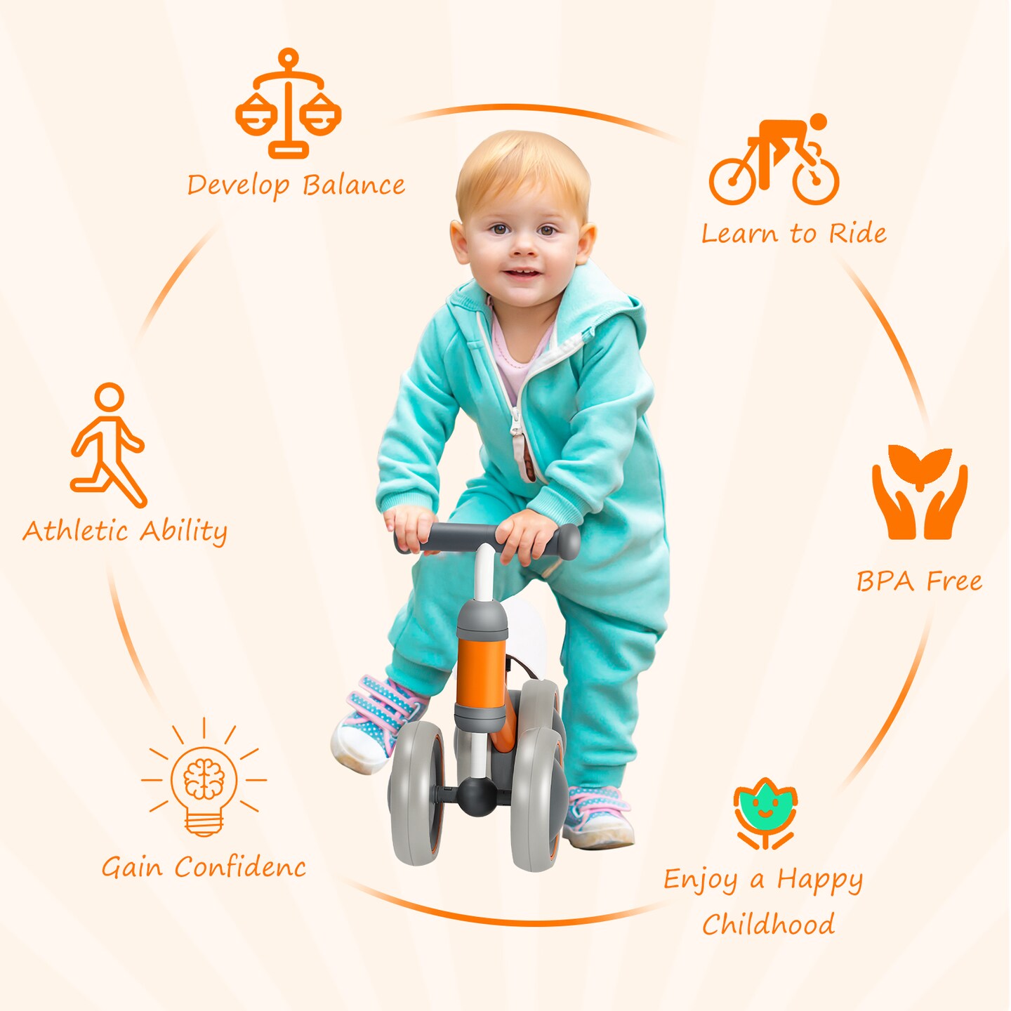 Toddler Tricycle Kids Trikes Tricycle, Balance Training, Gift & Toy for Boy & Girl