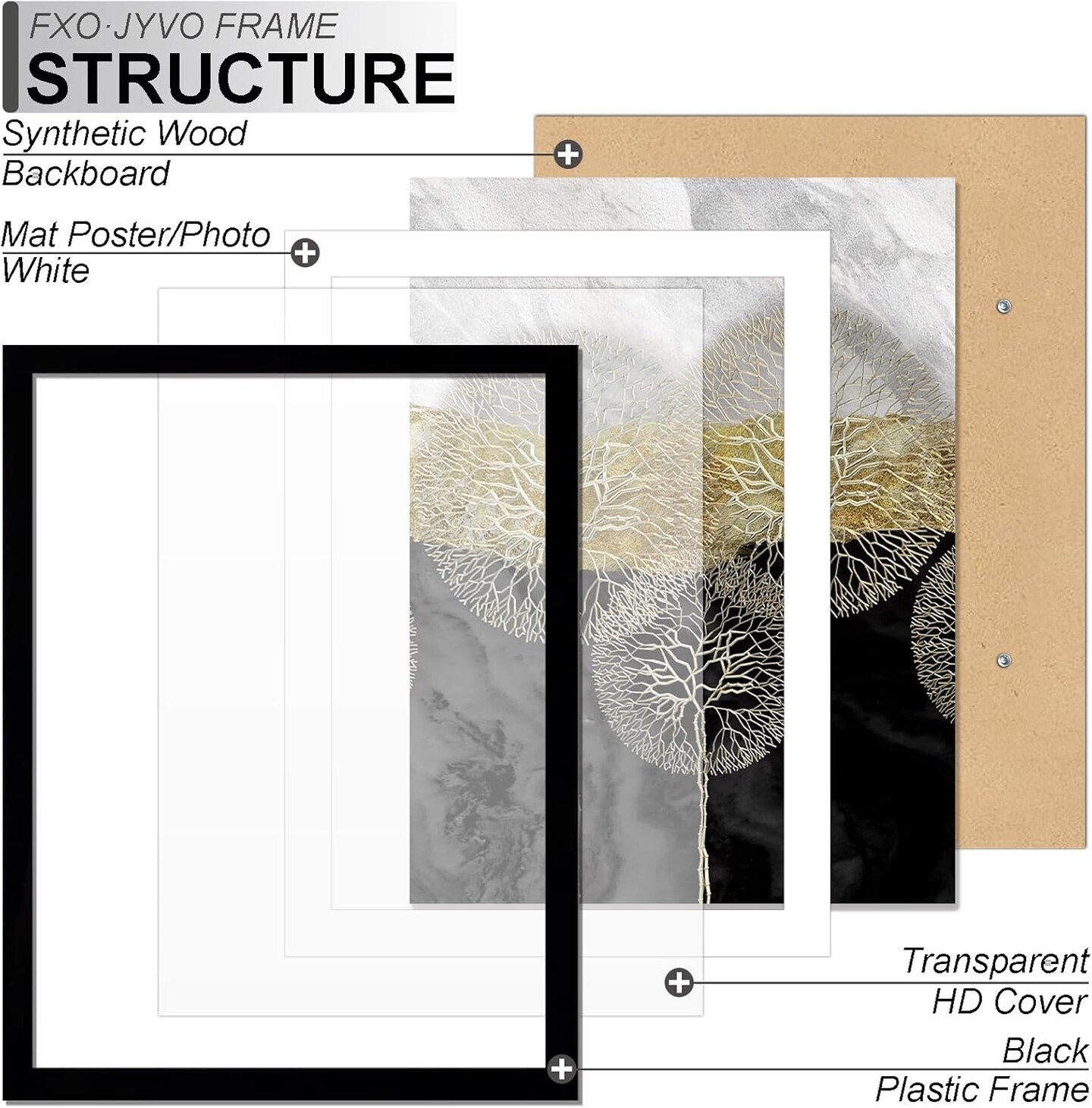 6x8 Picture Frame Set of 3, Display Photo 5x7 with Mat or 6 x 8 Without Mat, Light Weight and High Transparent 6 by 8 Frame for Wall - 3 Pack/Black/6"x8"