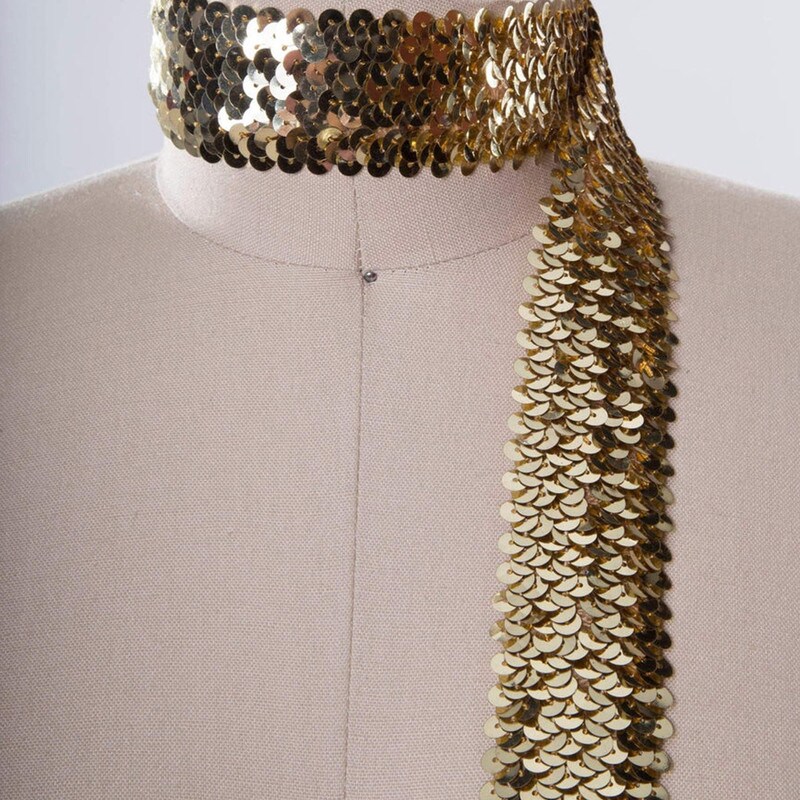 1 Yard 1.5" Antique Gold Stretch Sequin Ultra Wide Trim Perfect for Dancewear and Costumes
