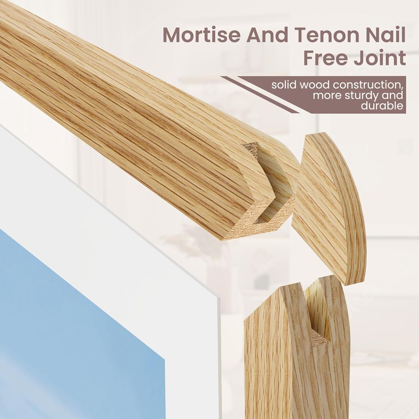 8.5 by 11 Picture Frame - Solid Oak Wood 8.5x11 Fram, 8 1/2 x 11 For 6x8, Tabletop and Wall Display, Hanging Hardware Included
