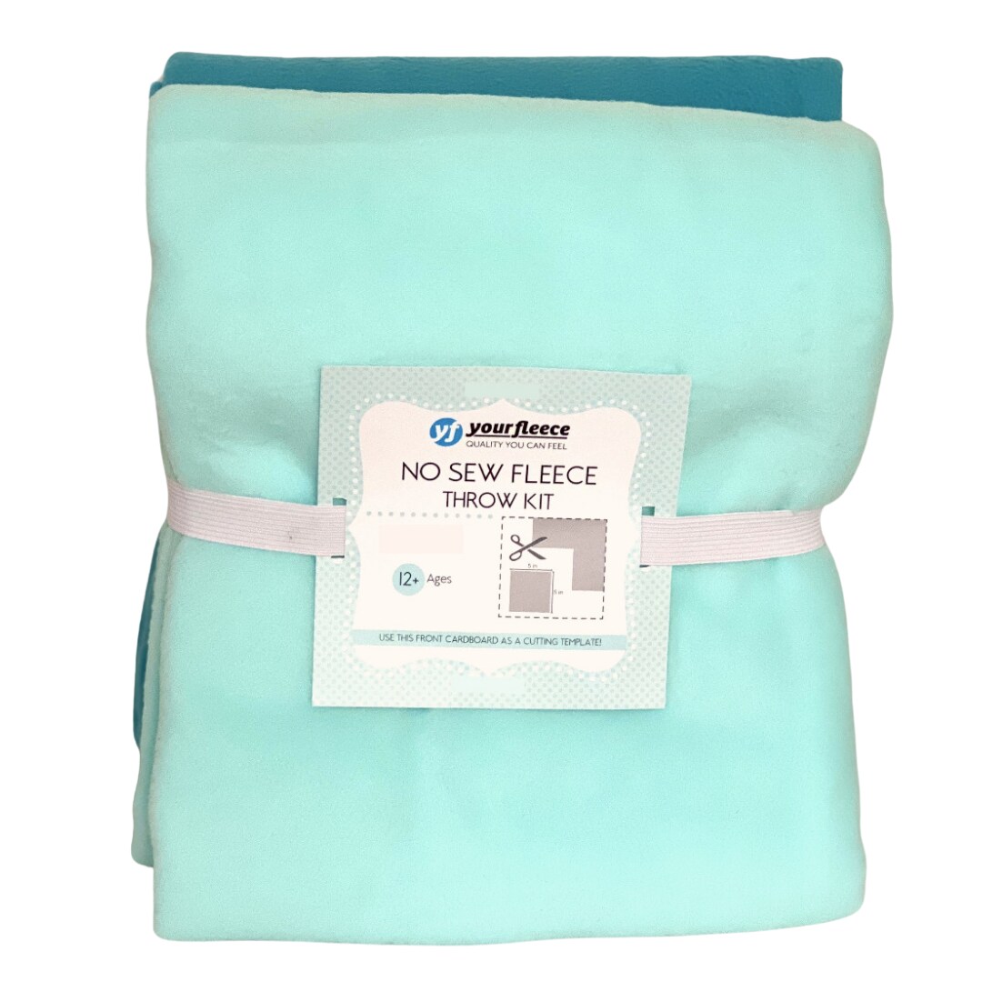Solid Fleece No Sew Throw Kit - Teal/Turquoise (50x60)