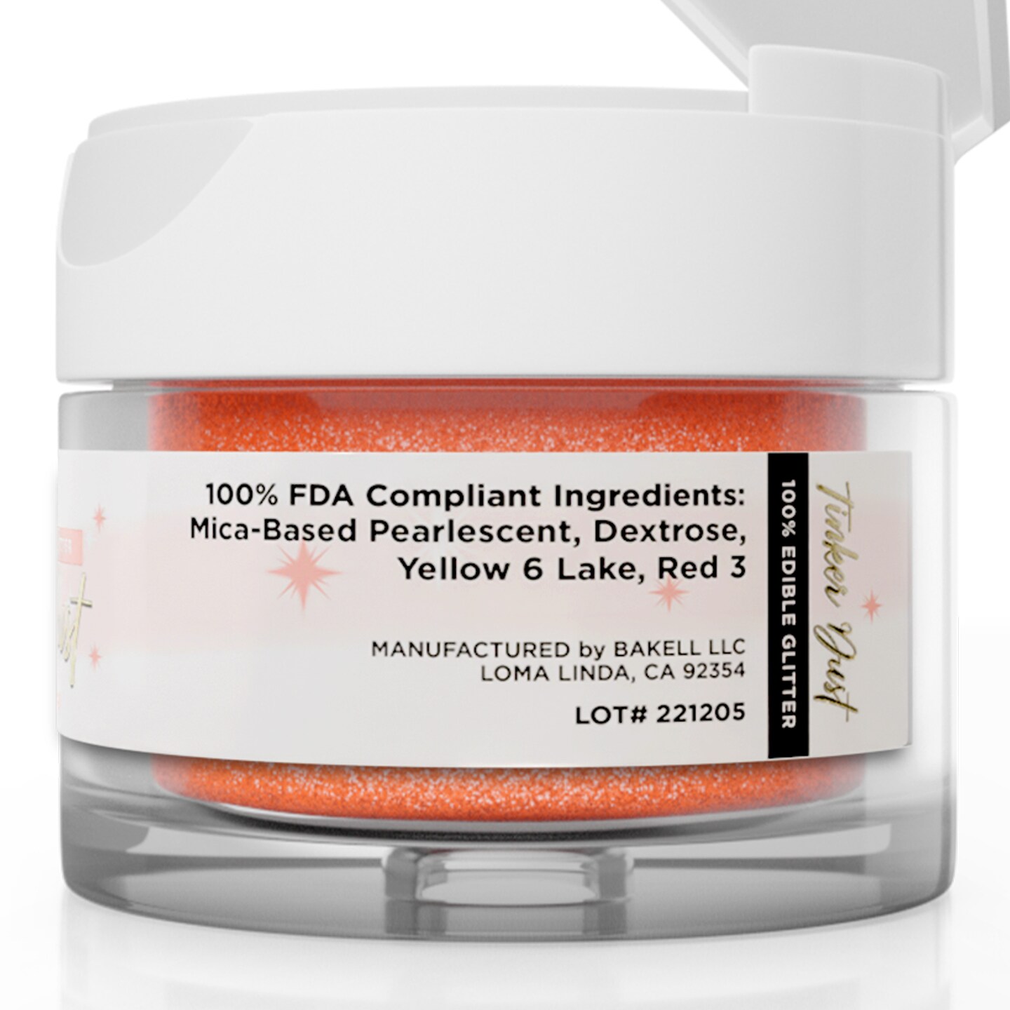 Bakell - Peach Tinker Dust Edible Glitter (5g, 1x Jar) for Food, Desserts, and Beverages!
