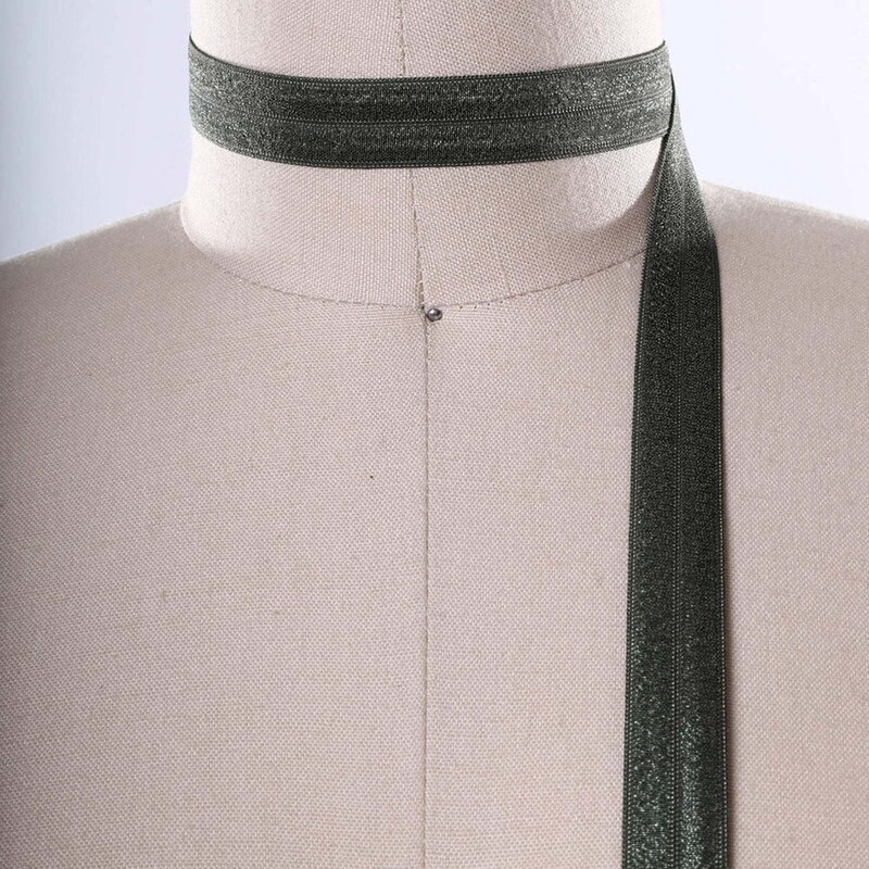 3 Yards Moss Green Fold Over Elastic Trim 5/8" Soft Olive Bias Stretch