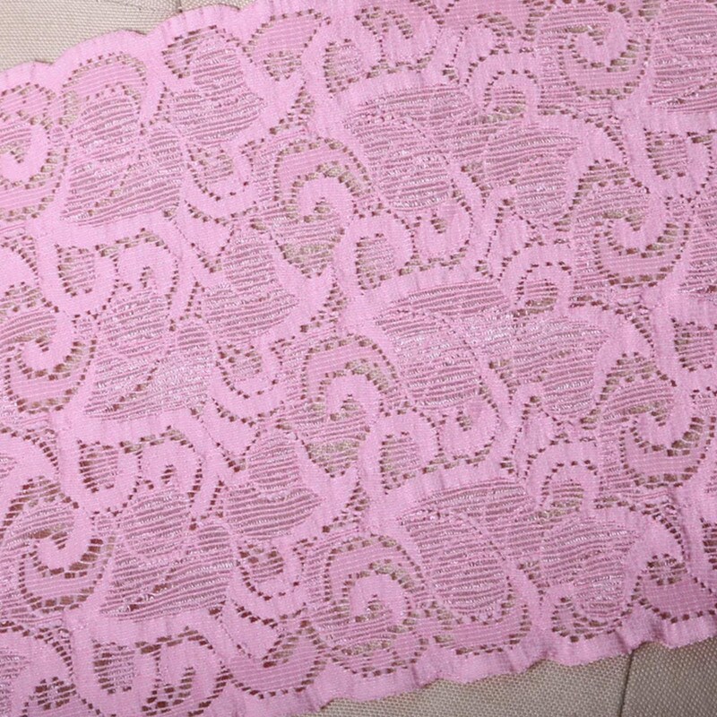 Wide Pink Stretch Lace Trim Heavy Duty 5&#x22; Elastic Floral Ribbon for Sewing &#x26; Lingerie