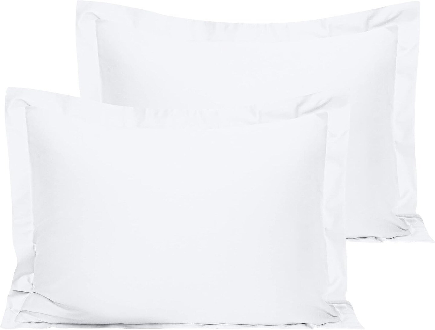 Cotton Standard Pillow Shams - 500 Thread Count Egyptian Cotton 20x26 Sham Covers, 2 Pack Super Soft and Breathable 20x26 Inches Oxford Pillowcases, White