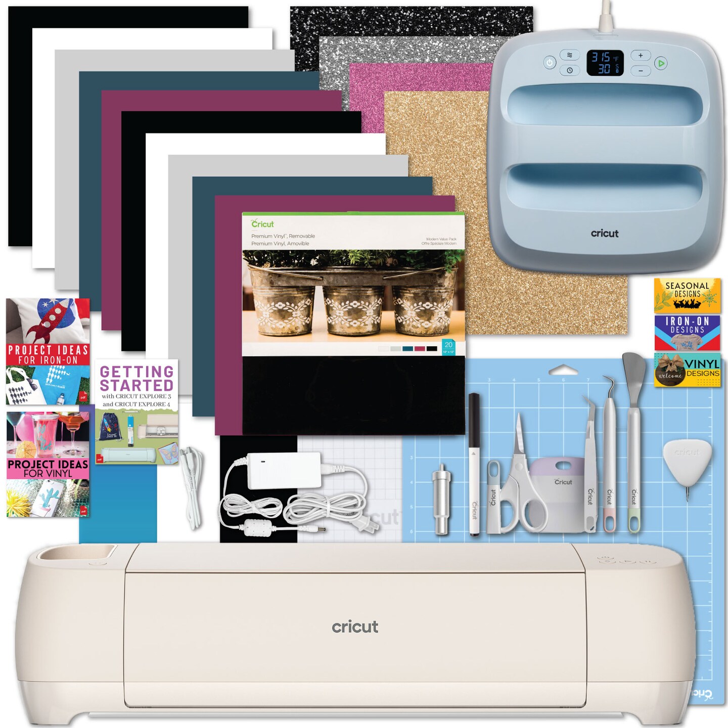 Cricut Explore 4 Cutting Machine with EasyPress 3 Heat Press and Materials Bundle