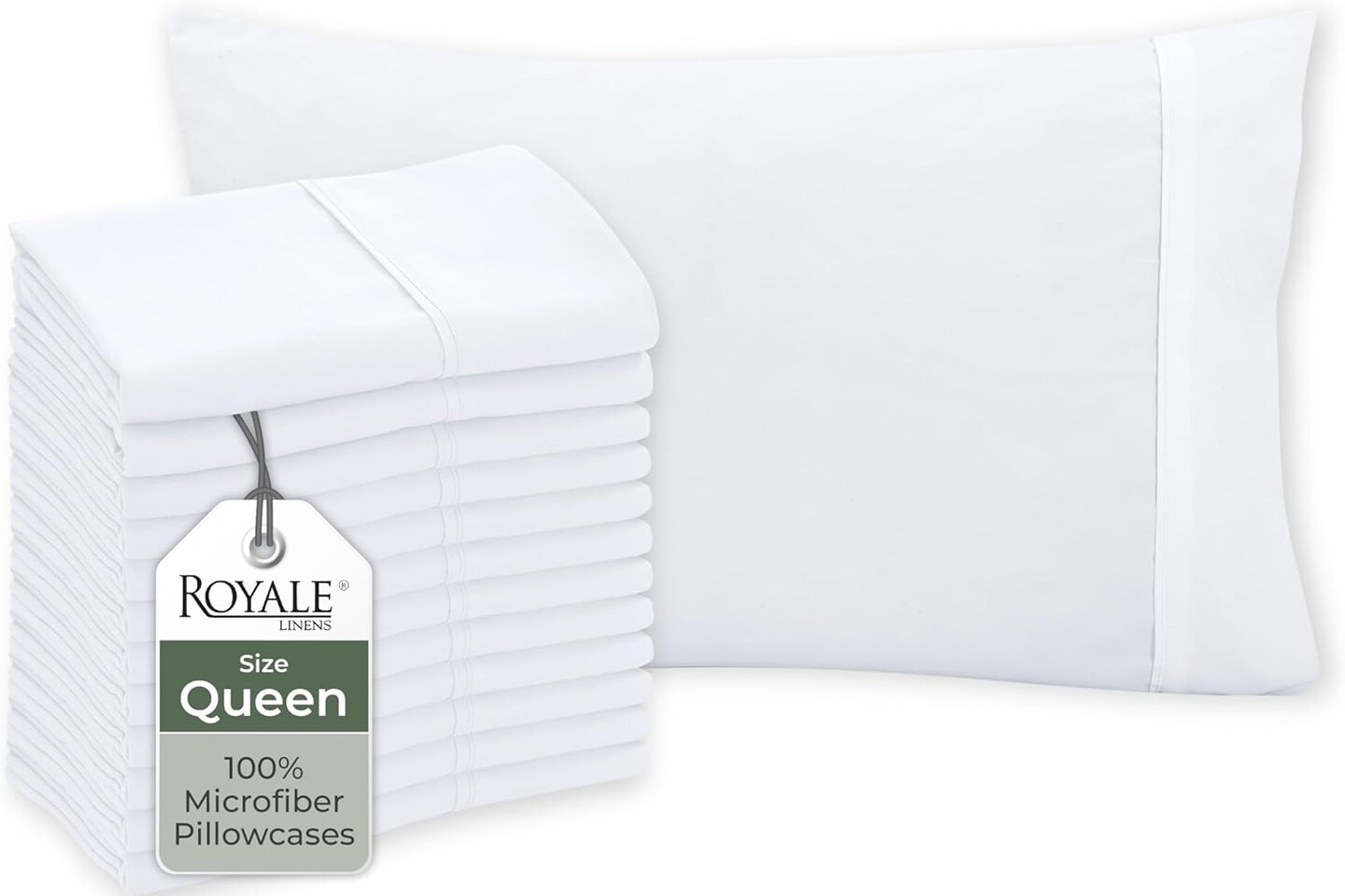White Pillowcase Set of 12 - Queen 20&#x22;x30&#x22; Bed Pillow Cover - 1800 Brushed Microfiber - Wrinkle &#x26; Fade Resistant - Bulk Pillow Cases - Hotel Quality Pillowcase 12 Pack (Queen, White)