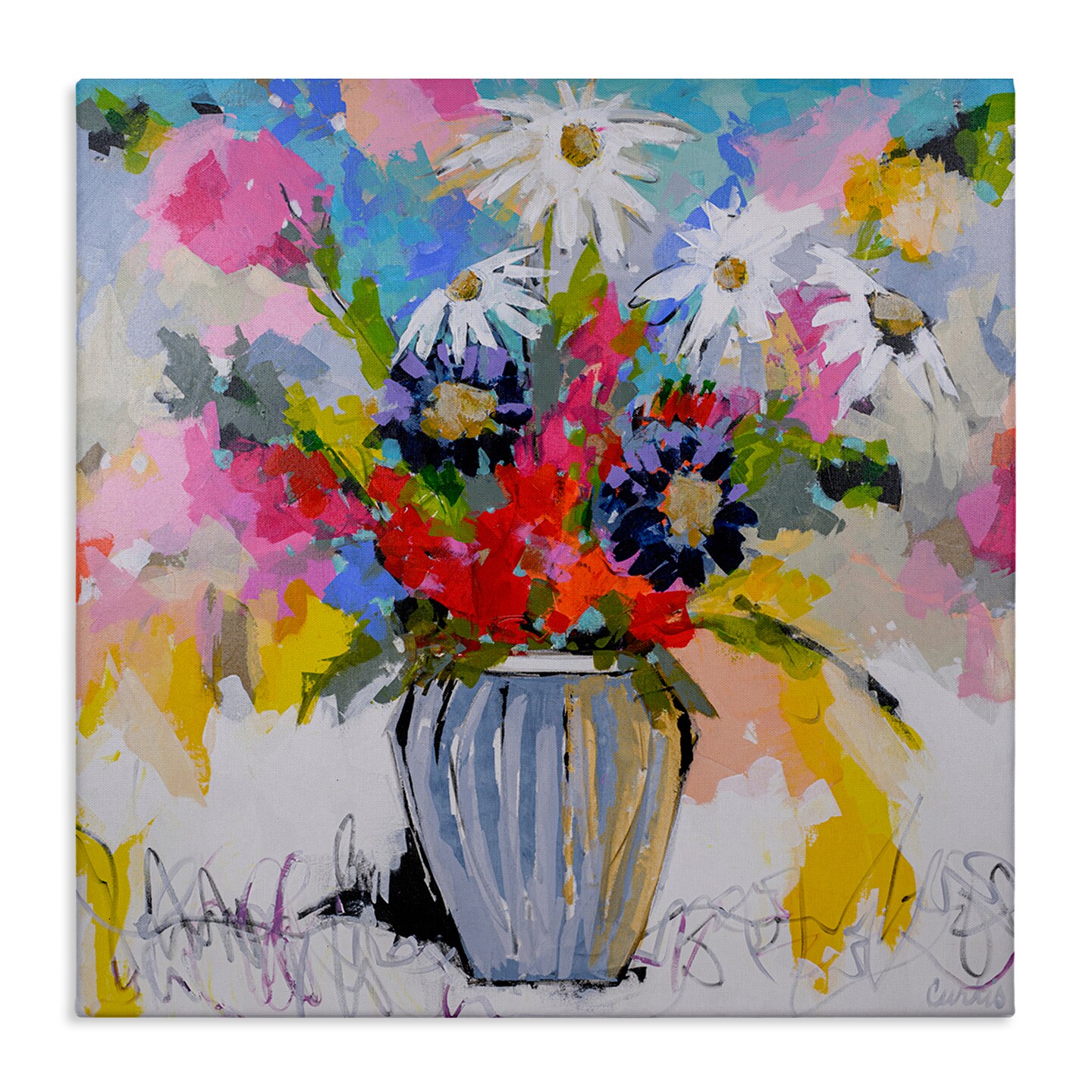 Stupell Industries Bright Clustered Flowers Canvas Design by Joan Curtis