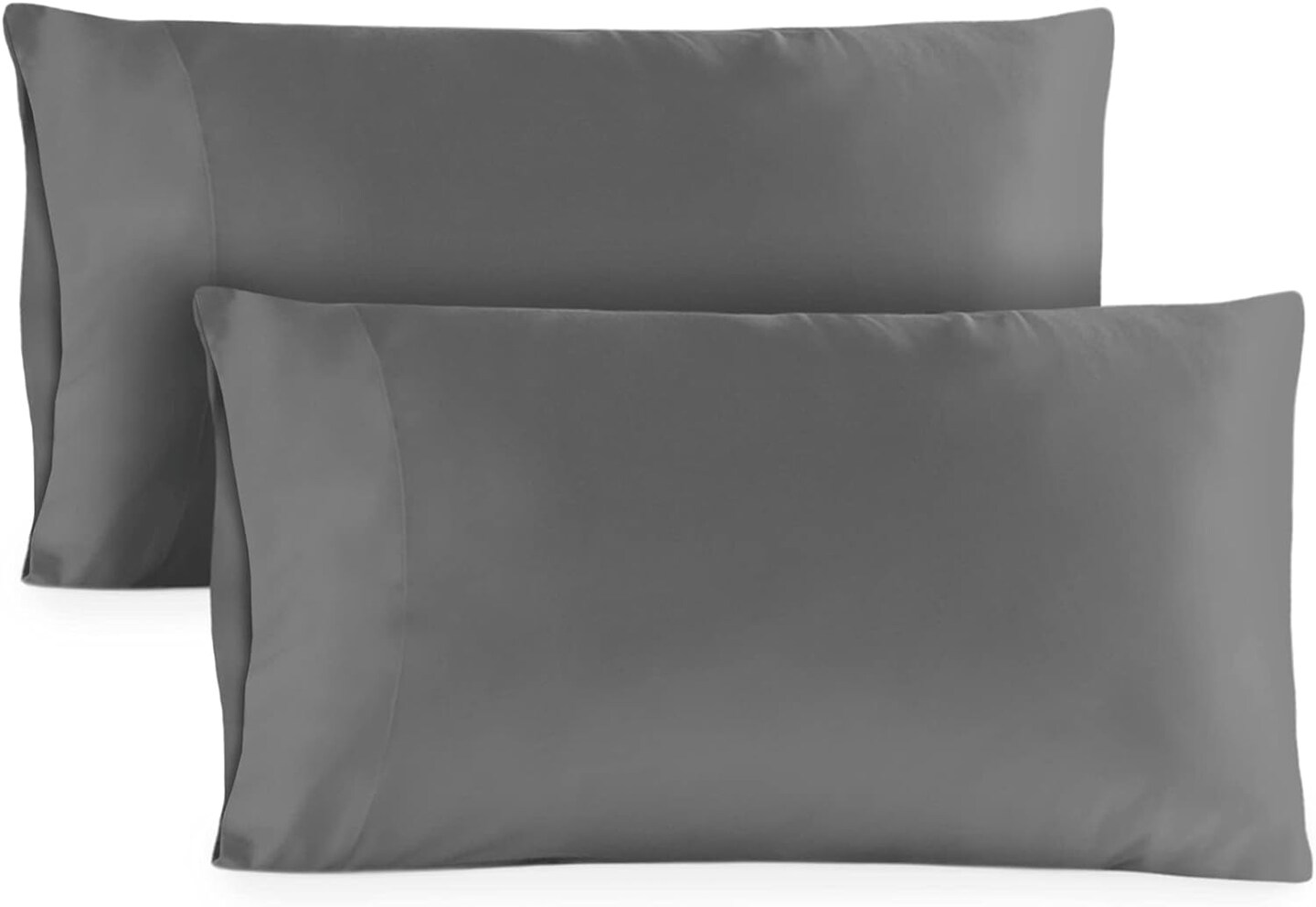 King Size Pillowcases 2 Pack, 20x40 Inch, Cooling, Breathable Pillow Cases, 100% Viscose Derived from Bamboo Pillow Covers, Silky Soft for Hair & Skin, Elegant Bedroom, Dark Gray