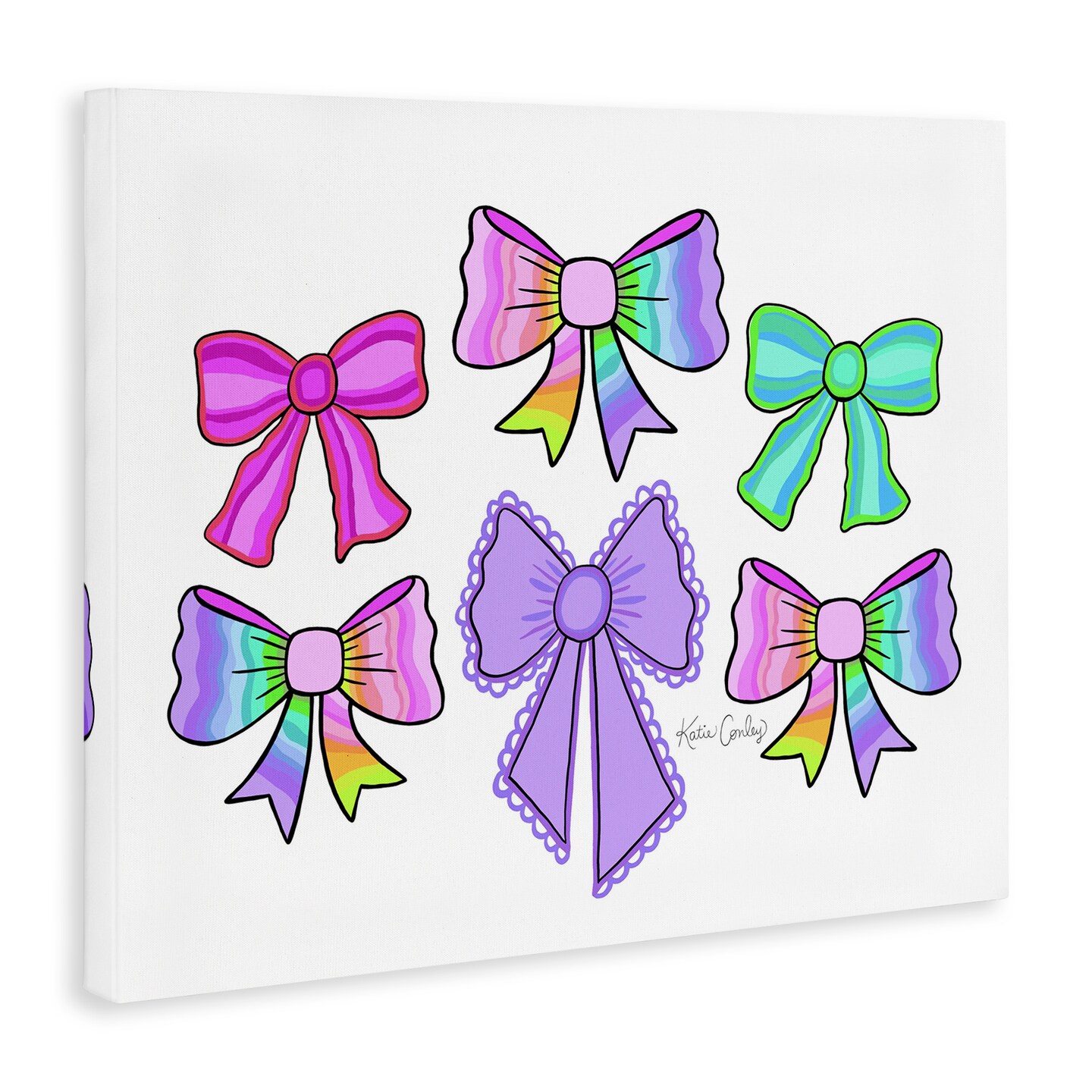 Stupell Industries Playful Bowtastic Ribbons Canvas Design by Katie Conley