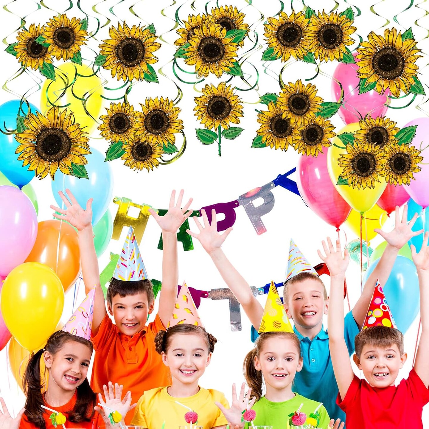 30 Pcs Sunflower Hanging Swirls Decorations Sunflower Party Supplies Summer Sun Flower Ceiling Decor