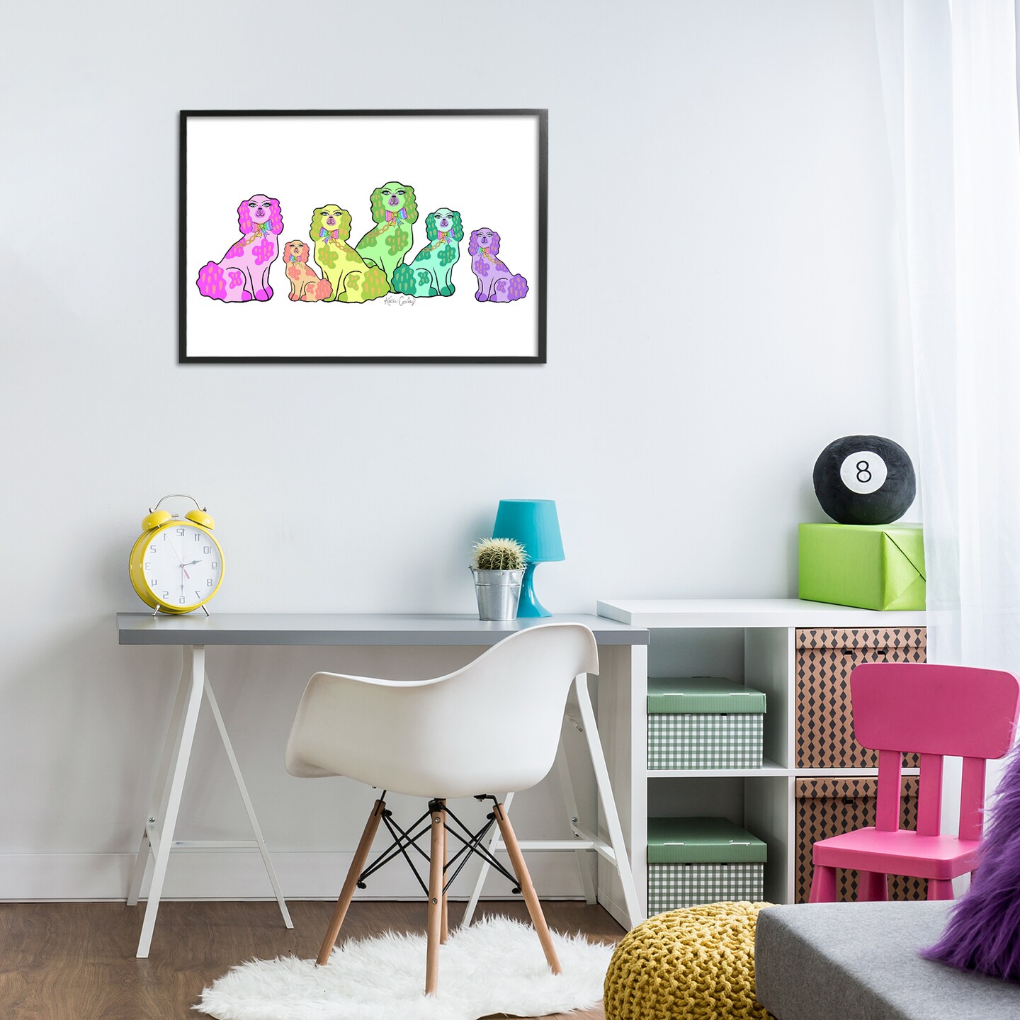 Stupell Industries Colorful Posh Pooches Framed Giclee Design by Katie Conley