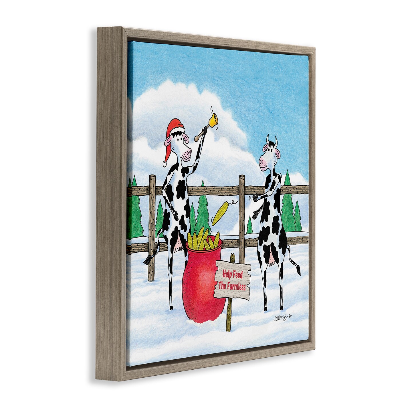 Stupell Industries Feed The Farmless Funny Cows Floating Frame Design by Roger Straub