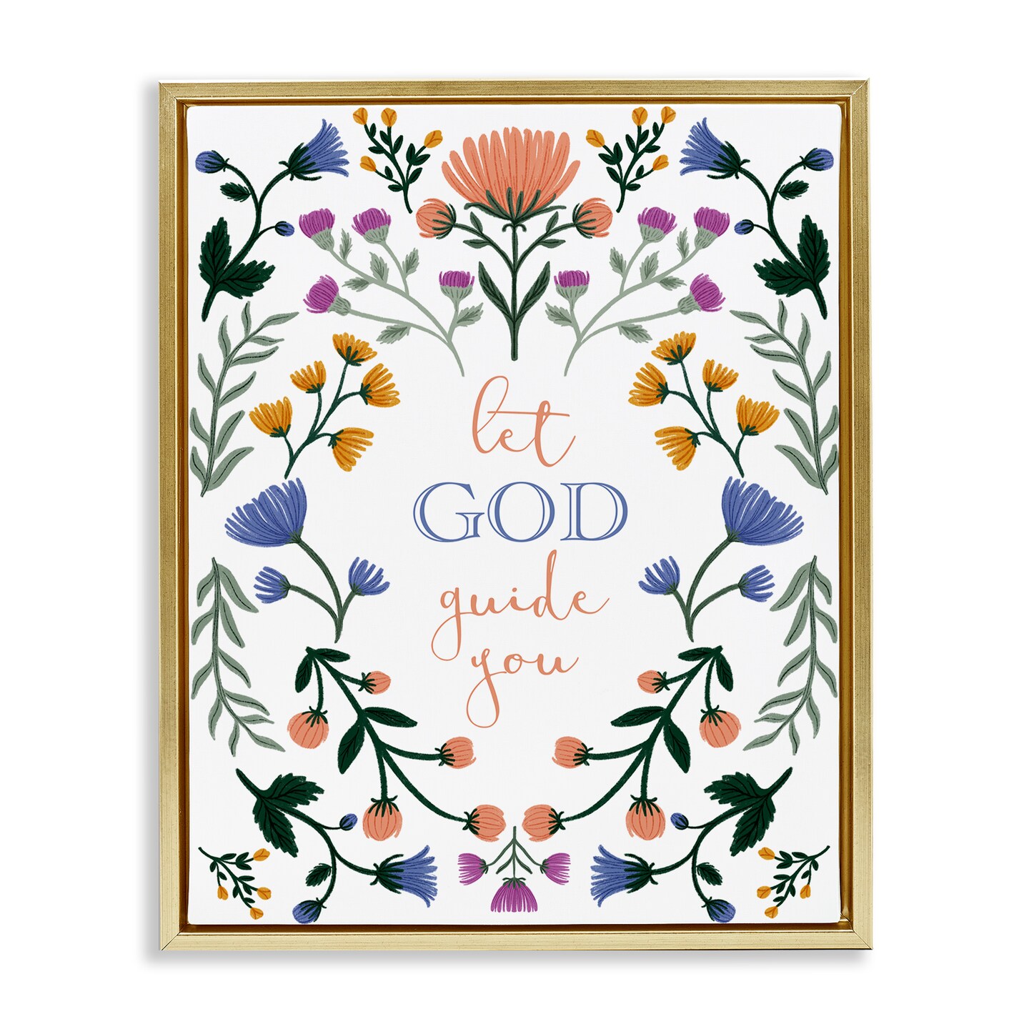 Stupell Industries Floral Let God Guide You Floating Frame Design by ...